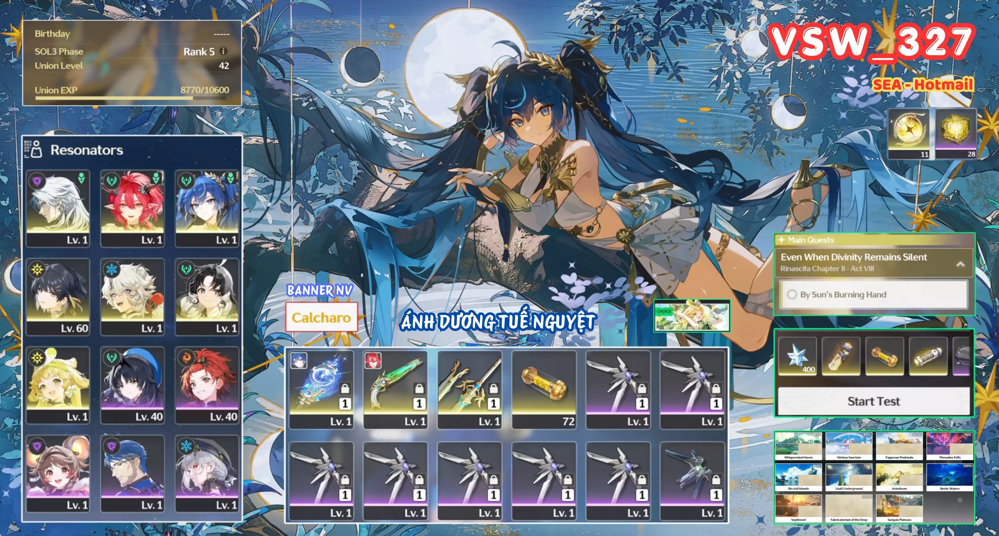 [ VSW_327 SIÊU PHẨM THƯƠNG HẢI TUYẾT NGUYỆT ] IUNO TRẤN + CIACCONA TRẤN + VERINA + JIANXIN + LINGYANG + CALCHARO. BẢO HIỂM BANNER LIMIT. -{ 11 VÉ LIMIT }- 28 NHỰA. ZIN BANNER 5* TỰ CHỌN. CÒN NHIỀU QUEST / EVENT!!