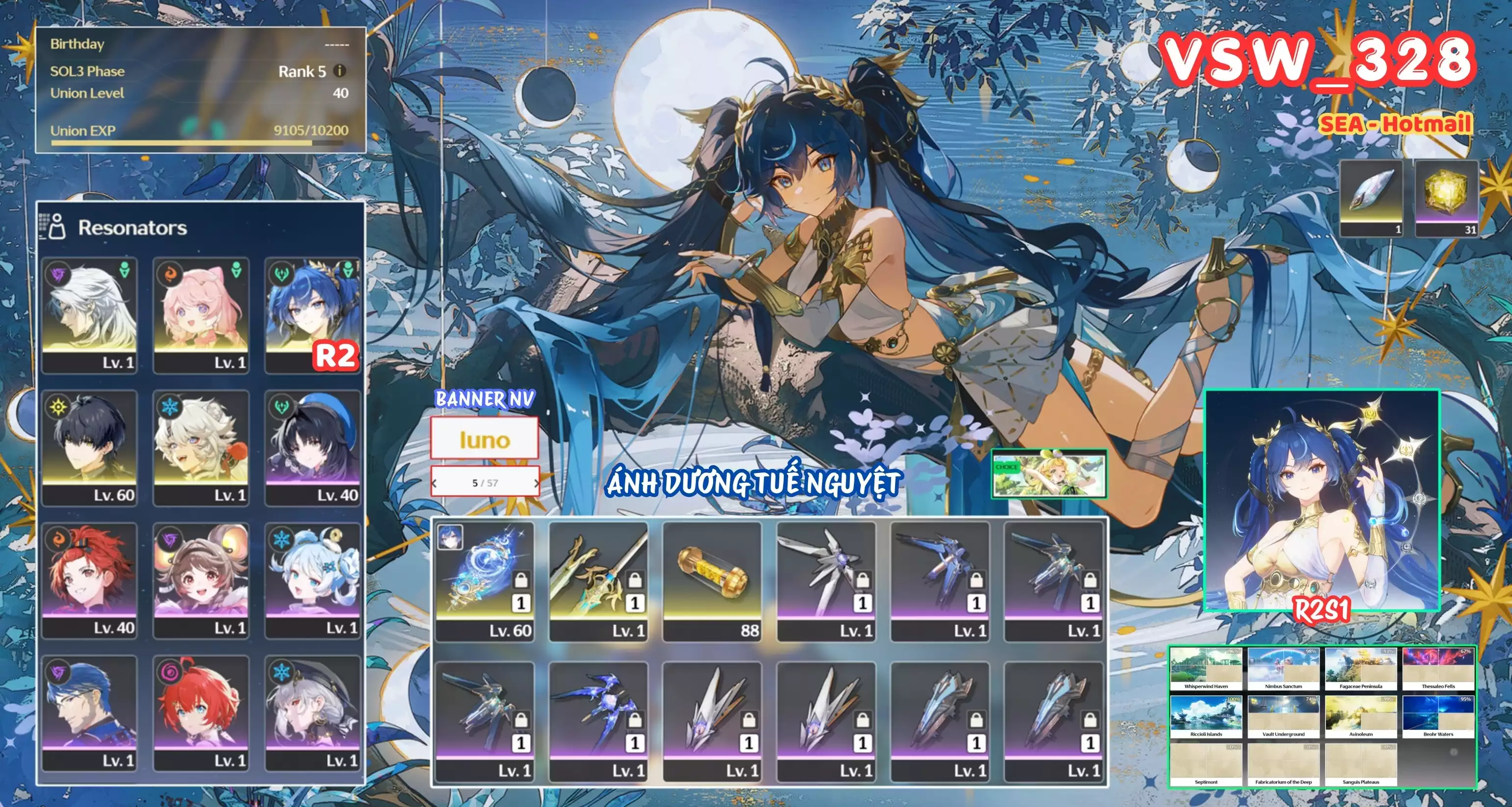 [ VSW_328 SIÊU PHẨM THƯƠNG HẢI TUYẾT NGUYỆT ] IUNO TRẤN + ENCORE + CALCHARO + LINGYANG. 5 TRANG BANNER LIMIT. 31 NHỰA. ZIN BANNER 5* TỰ CHỌN. CÒN NHIỀU QUEST / EVENT!!