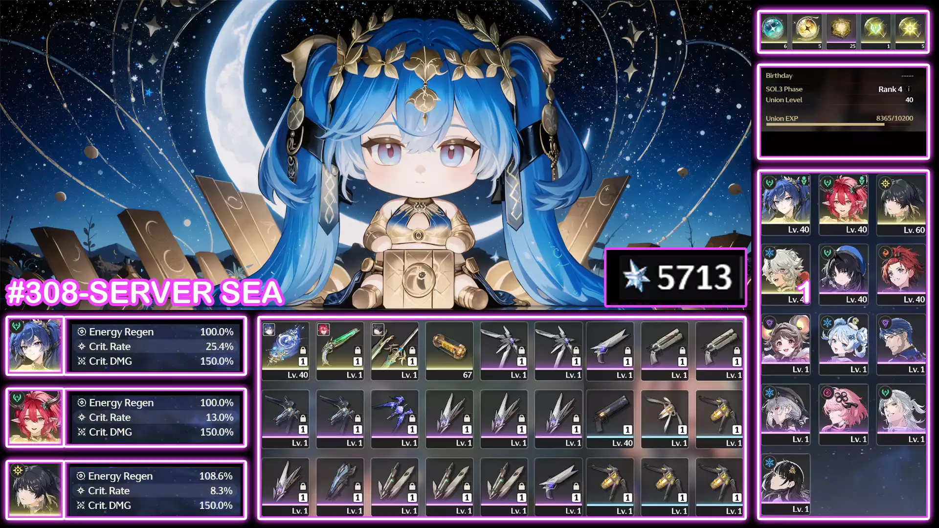 acc ngon giá rẻ còn dư 5K7 đá , sever sea