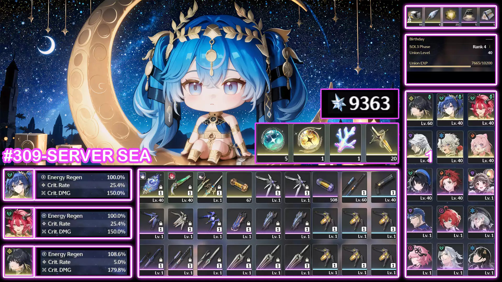 acc ngon giá rẻ , còn dư 9k3 đá , sever sea