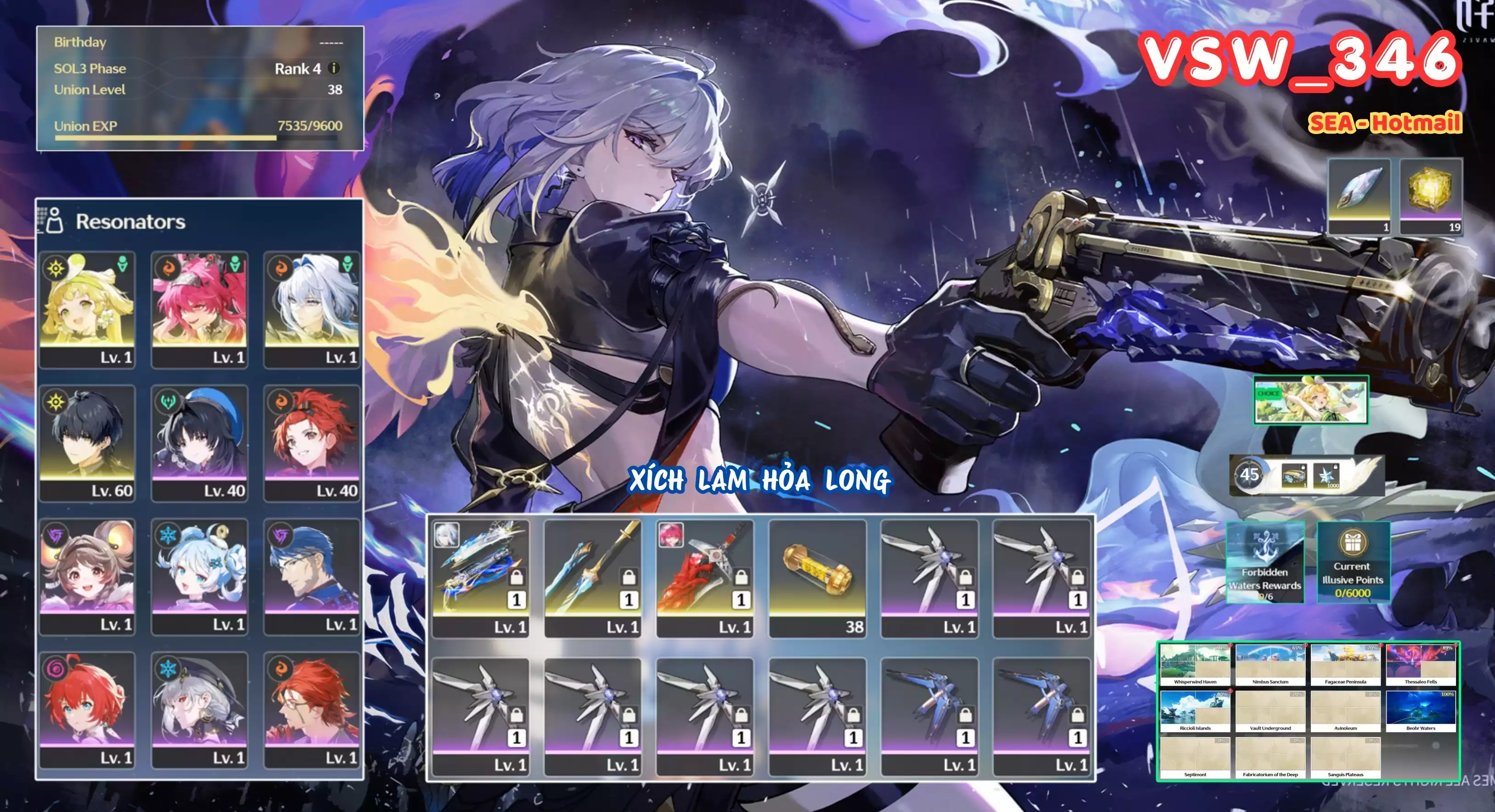 [ VSW_346 SIÊU PHẨM XÍCH LAM HOẢ LONG / MAIN NAM! ] GALBRENA TRẤN + LUPA TRẤN + VERINA + MAIN TRẤN. 19 NHỰA. ZIN BANNER 5* TỰ CHỌN. CÒN NHIỀU QUEST / EVENT!!