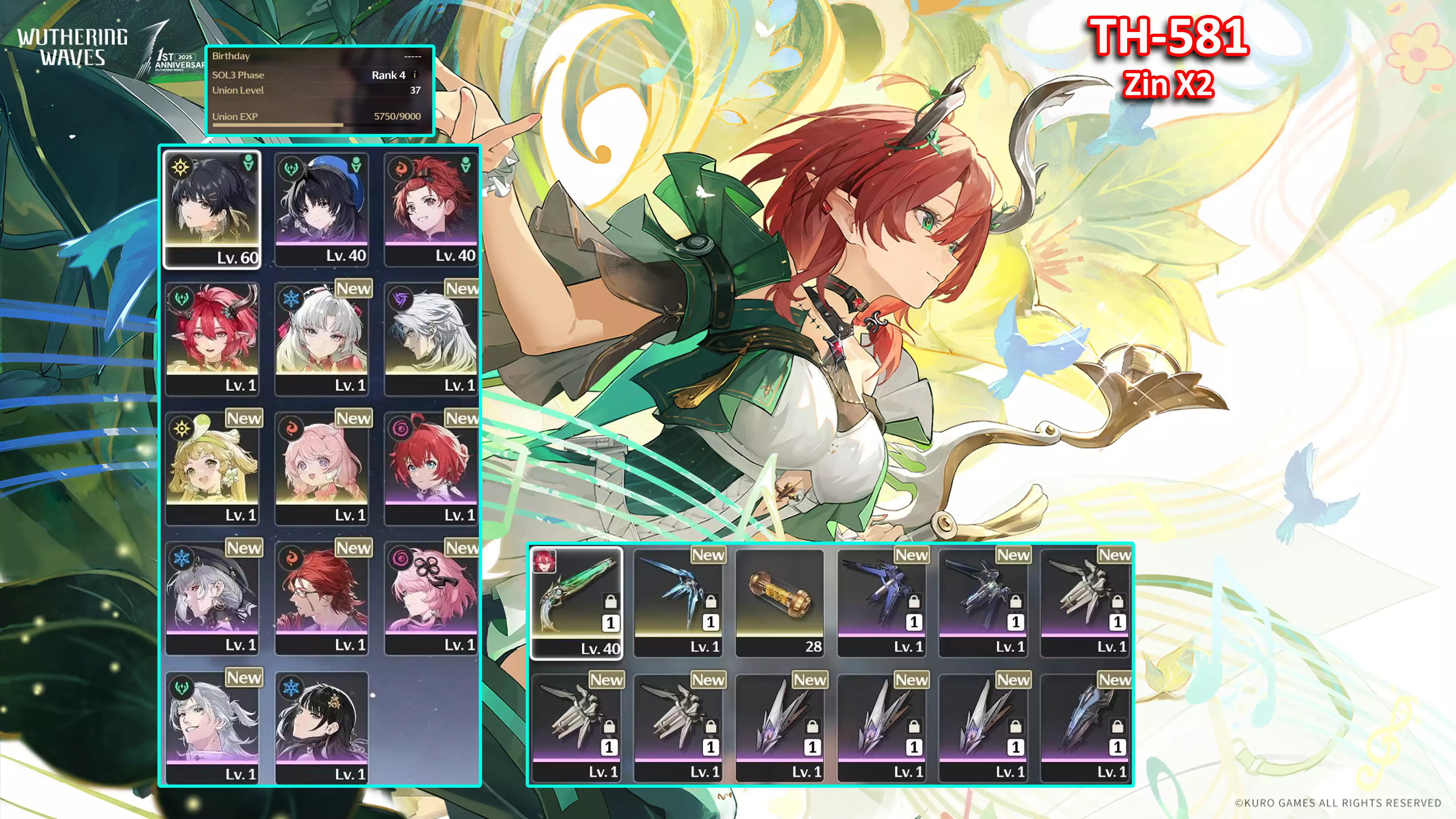 [Siêu Phẩm ] TH-581 Ciaccona (Trấn) + Carlotta + Verina (Trấn) + Encore + Calcharo + Zin map + event từ 2.4