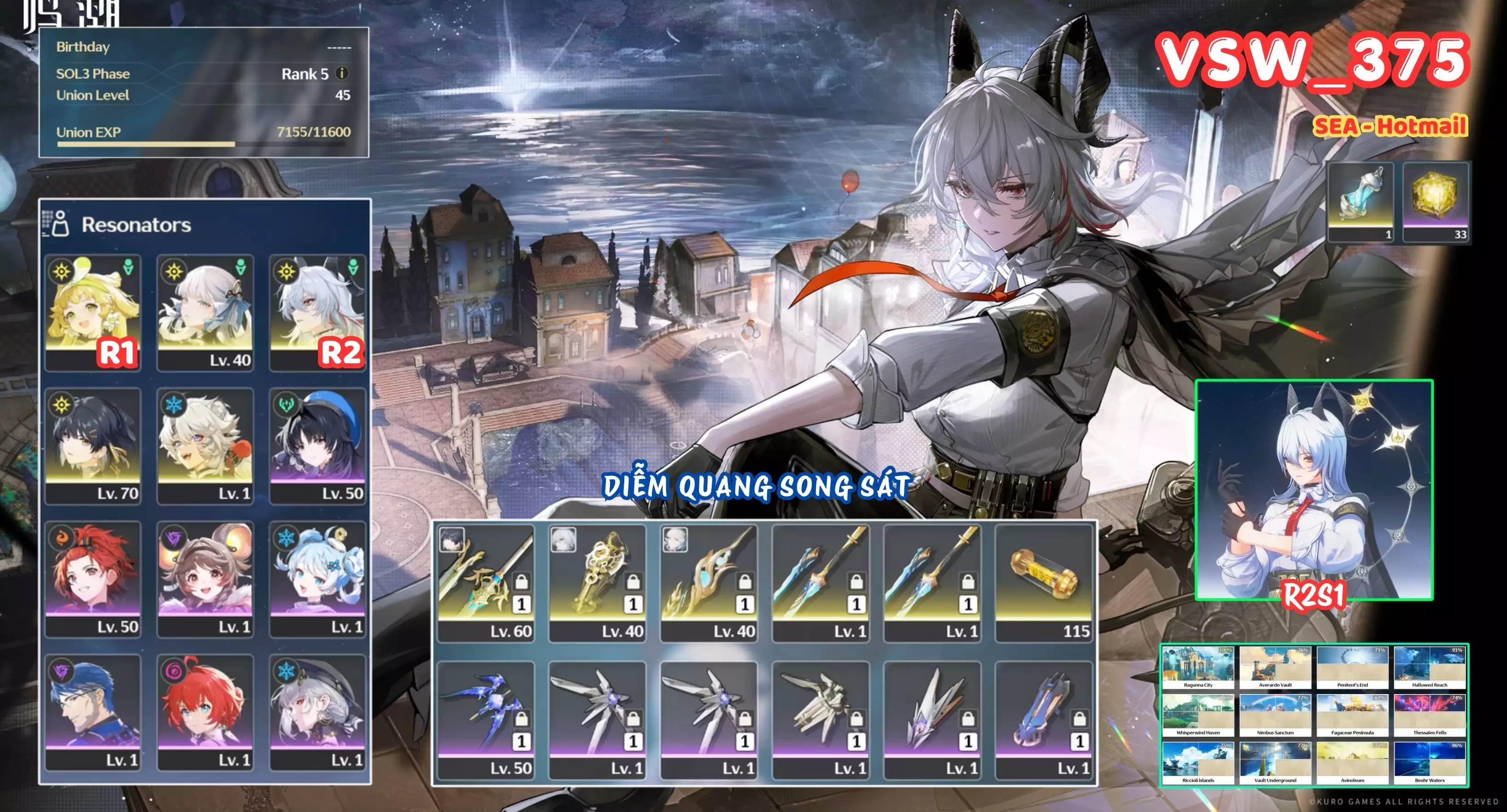 [ VSW_375 SIÊU PHẨM DIỄM QUANG SONG SÁT ] ZANI R2 TRẤN + JINHSI TRẤN + VERINA + LINGYANG + MAIN TRẤN. 33 NHỰA. ZIN BANNER 5* TÂN THỦ. CÒN NHIỀU QUEST / EVENT!!