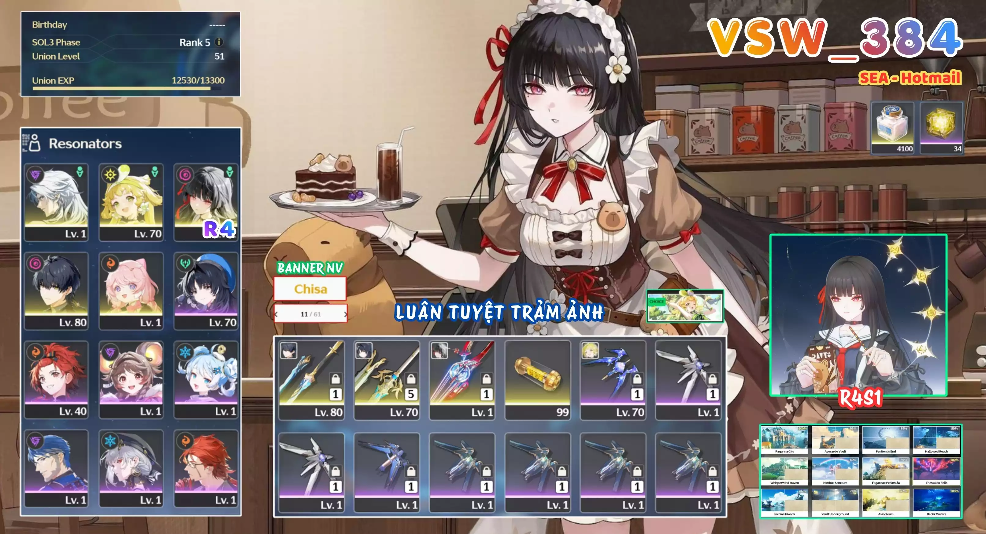 [ VSW_384 SIÊU PHẨM TUYỆT LUÂN TRẢM ẢNH ] CHISA R4 TRẤN + VERINA + CALCHARO + ENCORE + MAIN TRẤN. 11 TRANG BANNER LIMIT. ZIN BANNER 5* TỰ CHỌN. 35 NHỰA. ZIN NHIỀU QUEST / EVENT!!