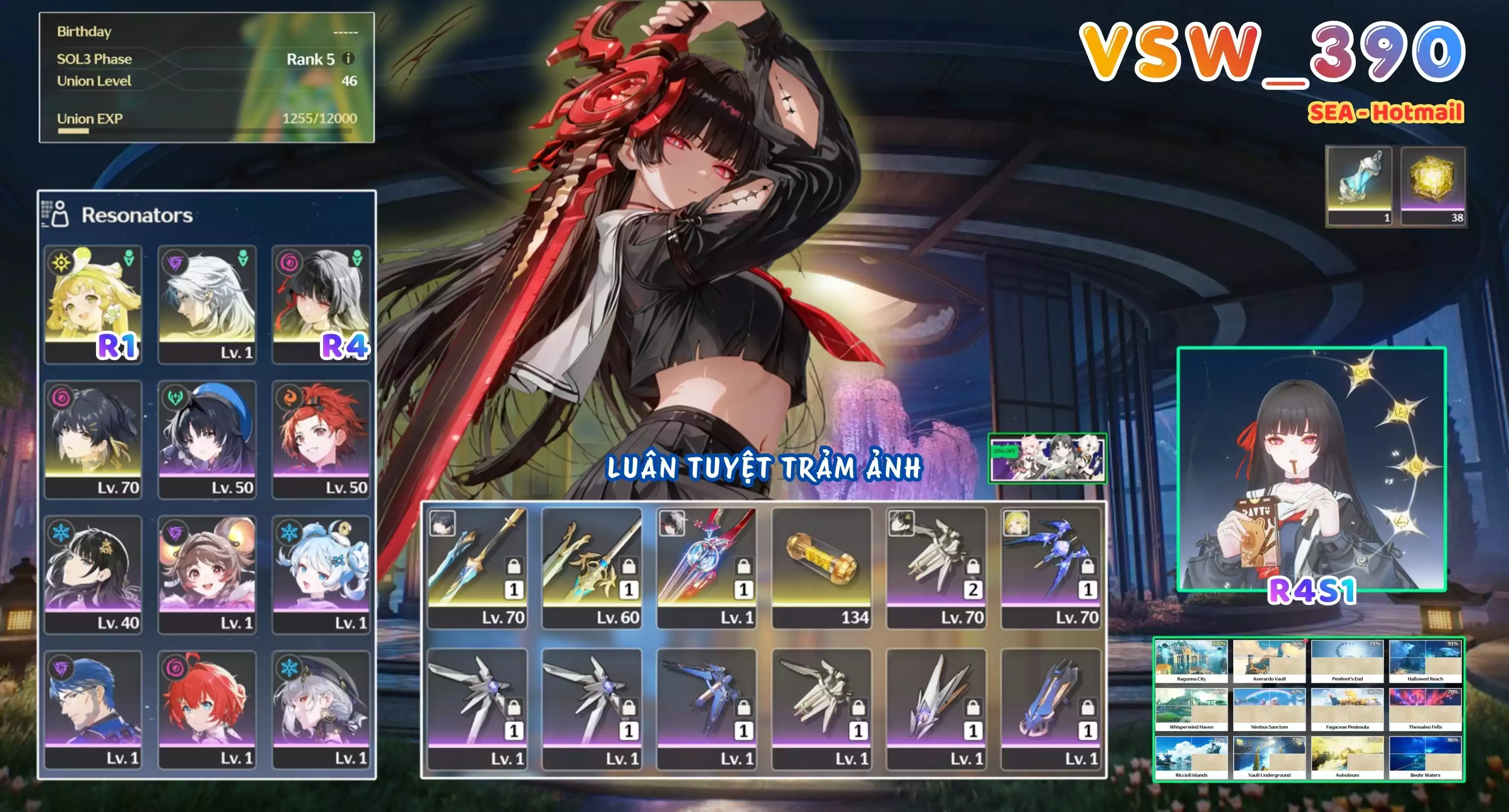 [ VSW_390 SIÊU PHẨM TUYỆT LUÂN TRẢM ẢNH ] CHISA R4 TRẤN + VERINA R1 + CALCHARO MAIN TRẤN. 38 NHỰA. ZIN BANNER 5* TÂN THỦ. CÒN NHIỀU QUEST / EVENT!!