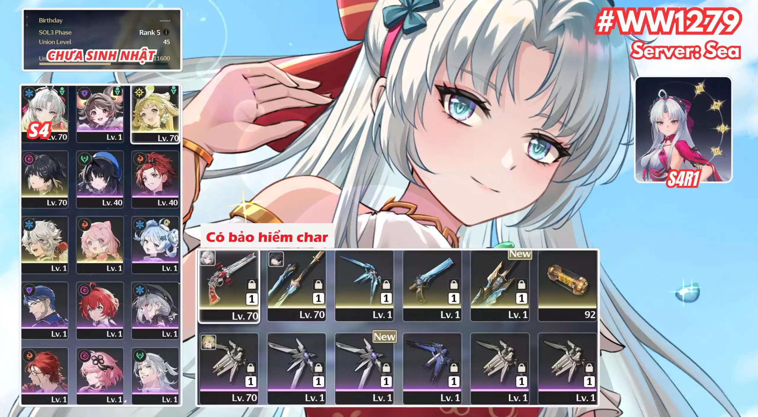 [ ACC VIP ] WW1279 CARLOTTA R4A1 + có bảo hiểm