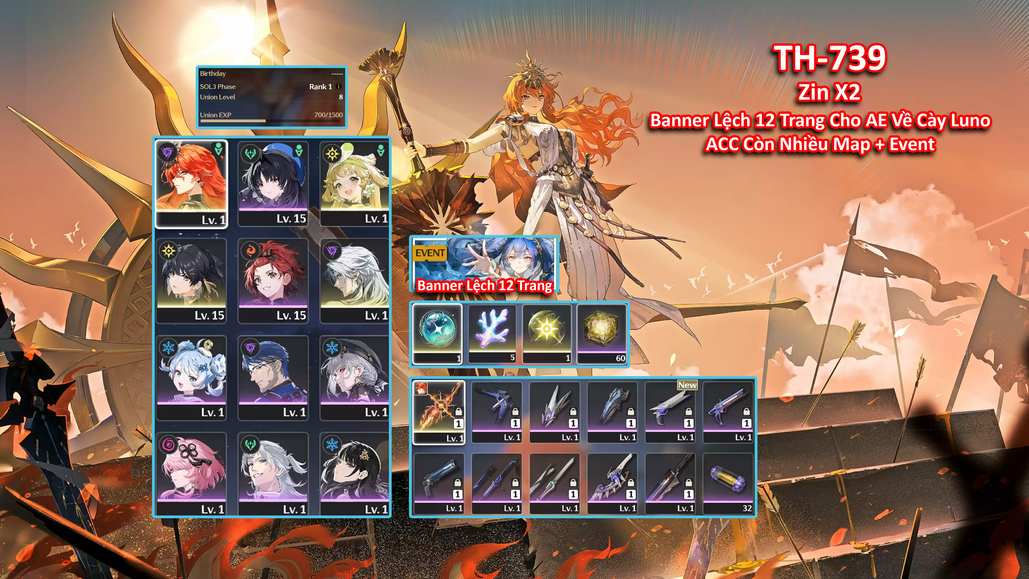 [Siêu Phẩm UL8 VIP ] TH-739 Augusta (Trấn) + Banner Lệch 12 Trang + Còn 20 roll vàng