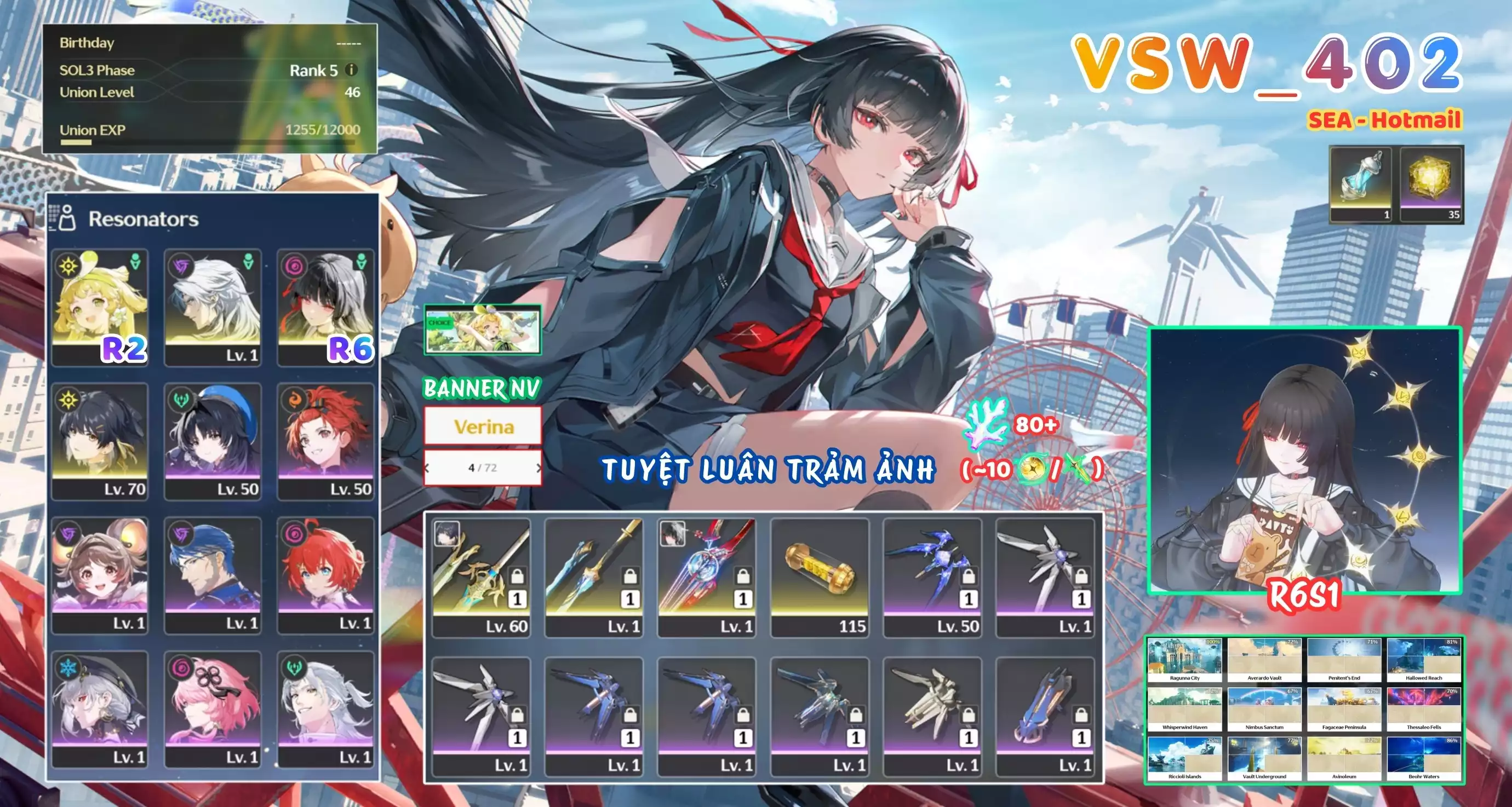 [ VSW_402 SIÊU PHẨM TUYỆT LUÂN TRẢM ẢNH ] CHISA R6 TRẤN + VERINA R2 + MAIN TRẤN + CALCHARO. 4 TRANG BANNER LIMIT CÓ BẢO HIỂM -{ 80 SAN HÔ }- ZIN BANNER 5* TỰ CHỌN. 35 NHỰA. CÒN NHIỀU QUEST / EVENT!!