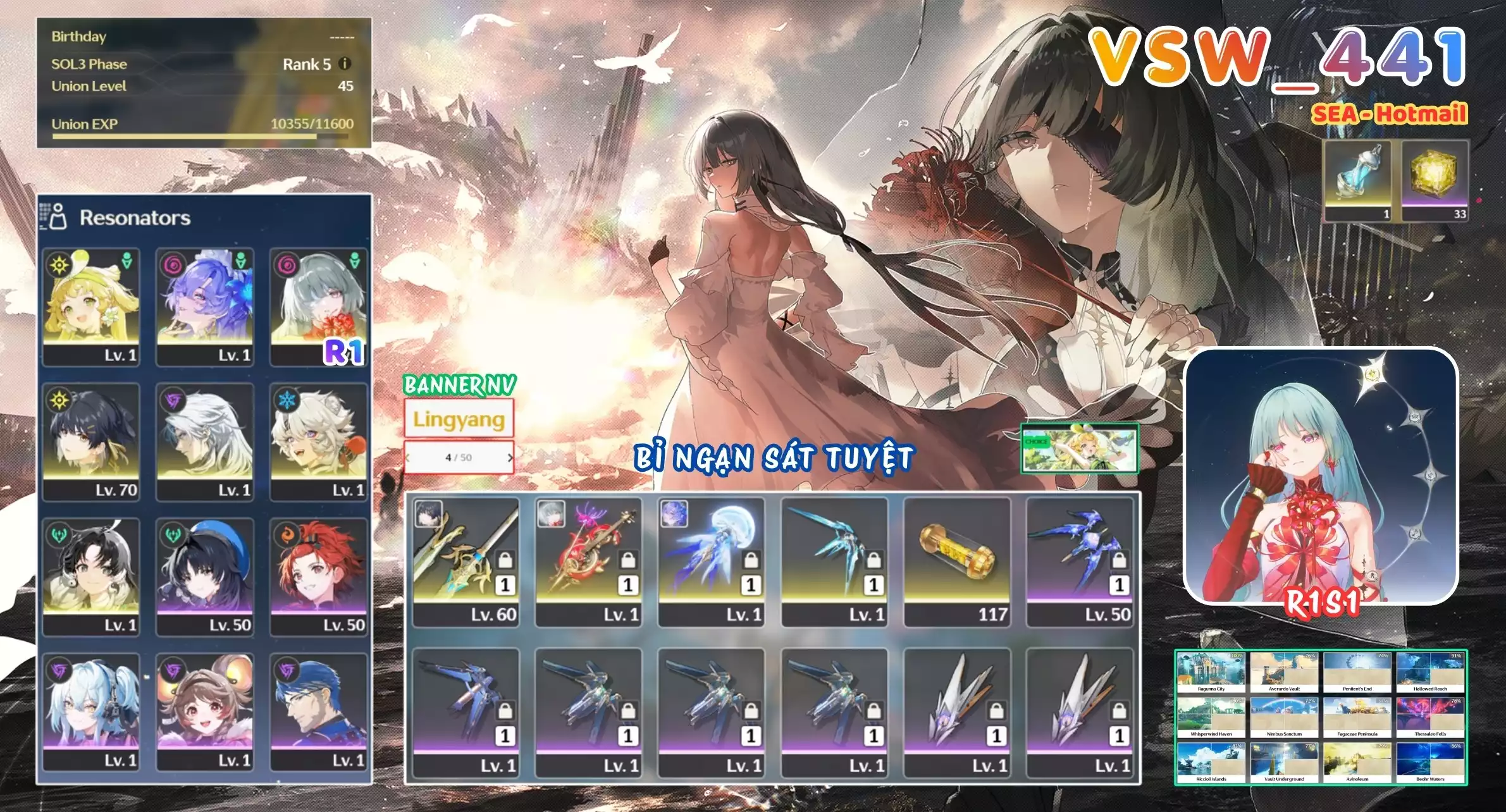 [ VSW_441 SIÊU PHẨM BỈ NGẠN SÁT TUYỆT / CHƯA SN! ] PHROLOVA R1 TRẤN + CANTARELLA TRẤN + CALCHARO + VERINA + JIANXIN. 4 TRANG BANNER LIMIT CÓ BẢO HIỂM. 33 NHỰA. ZIN BANNER 5* TỰ CHỌN. CÒN NHIỀU QUEST / EVENT!