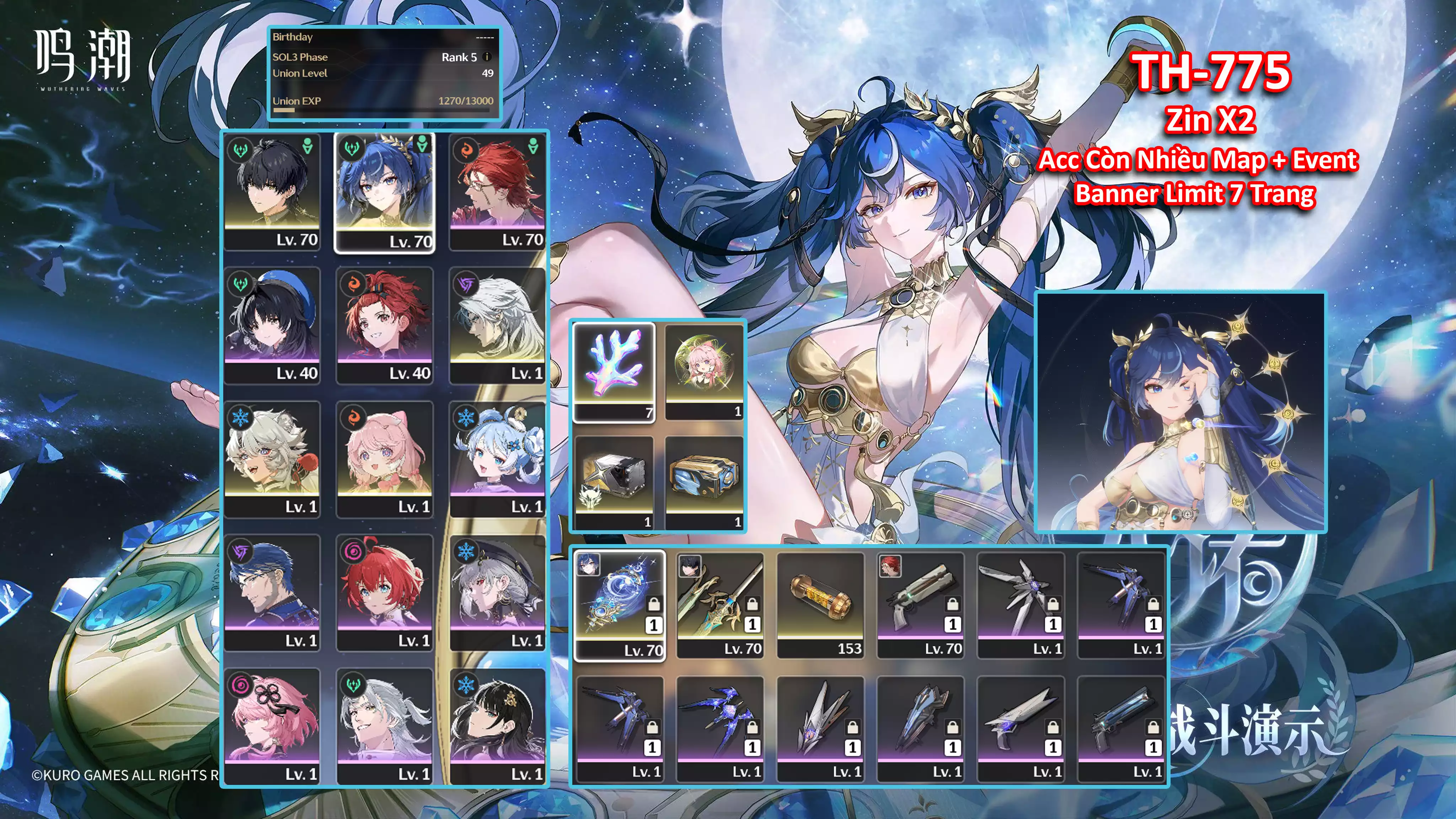 [Siêu Phẩm Cho Ae Cày C6 Siêu Rẻ ] TH-774 Iuno C5 (Trấn) + Calcharo + Encore + Lingyang