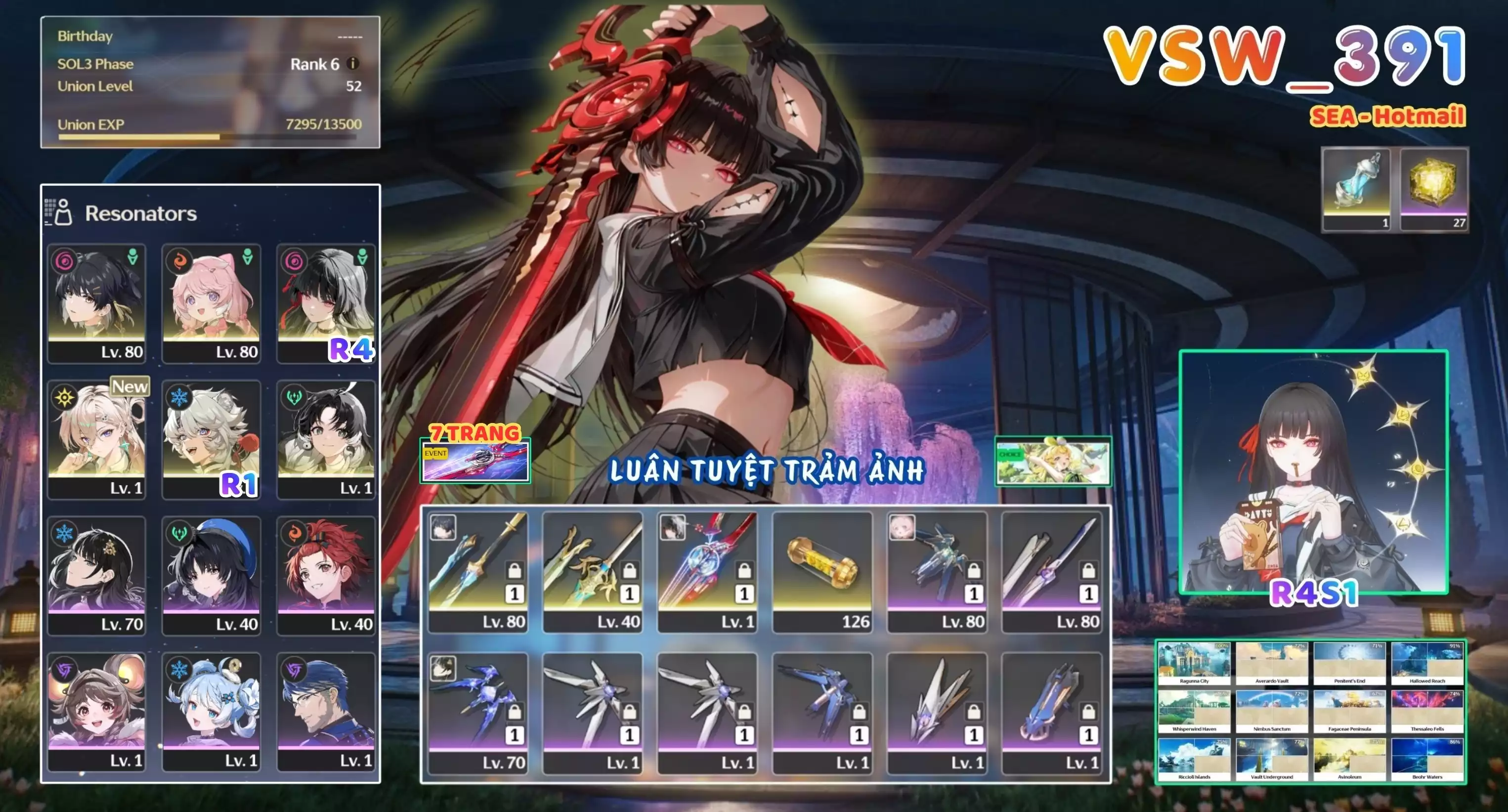 [ VSW_391 SIÊU PHẨM TUYỆT LUÂN TRẢM ẢNH ] LYNEA + CHISA R4 TRẤN + ENCORE + LINGYANG R1 + MAIN TRẤN. 7 TRANG BANNER TRẤN. 27 NHỰA. ZIN BANNER 5* TỰ CHỌN. CÒN NHIỀU QUEST / EVENT!!