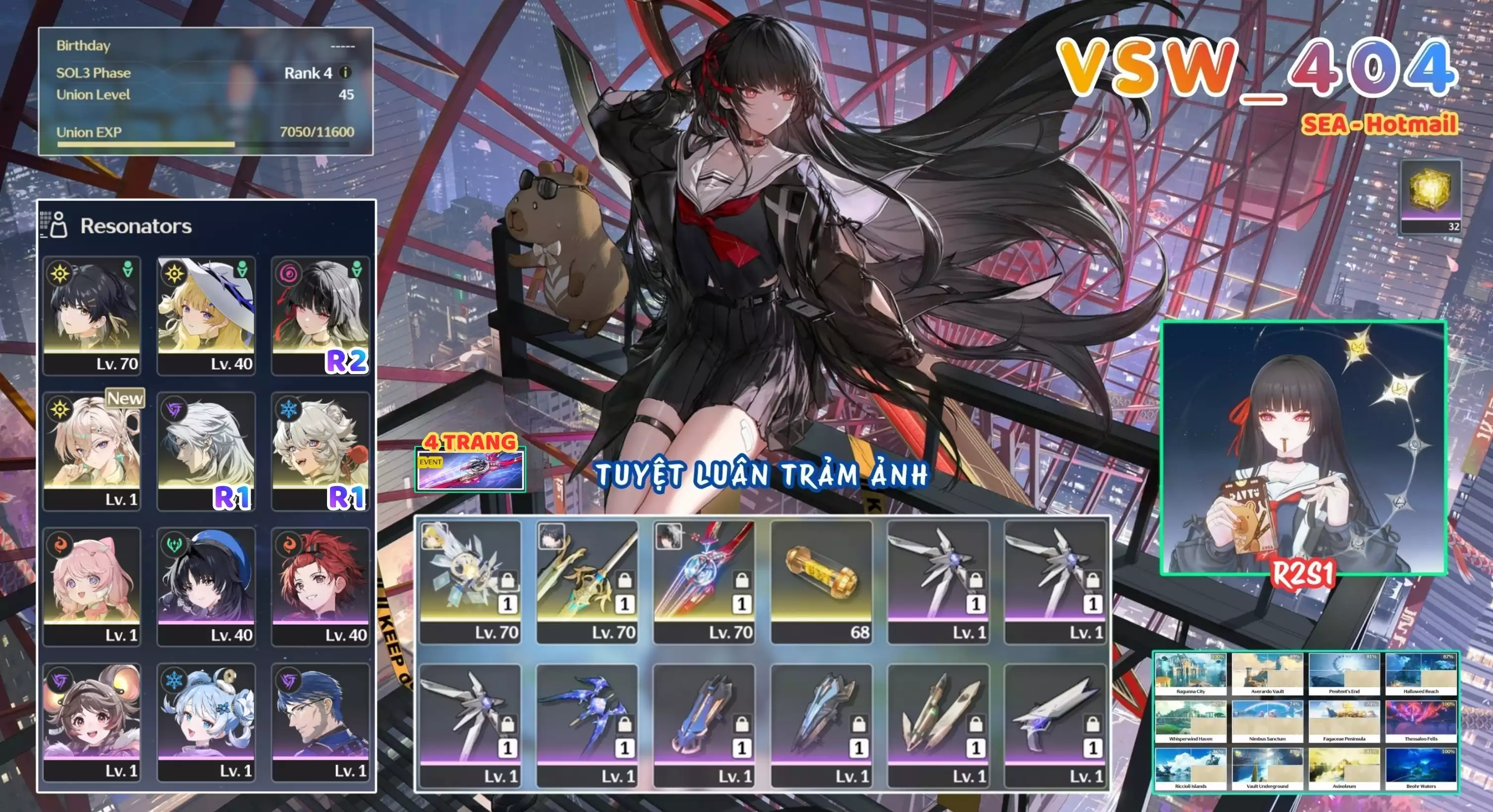 [ VSW_404 SIÊU PHẨM TUYỆT LUÂN TRẢM ẢNH ] LYNEA + CHISA R2 TRẤN + PHOEBE TRẤN + CALCHARO R1 + LINGYANG R1 + ENCORE. 4 TRANG BANNER TRẤN. 32 NHỰA. CÒN NHIỀU QUEST / EVENT!!