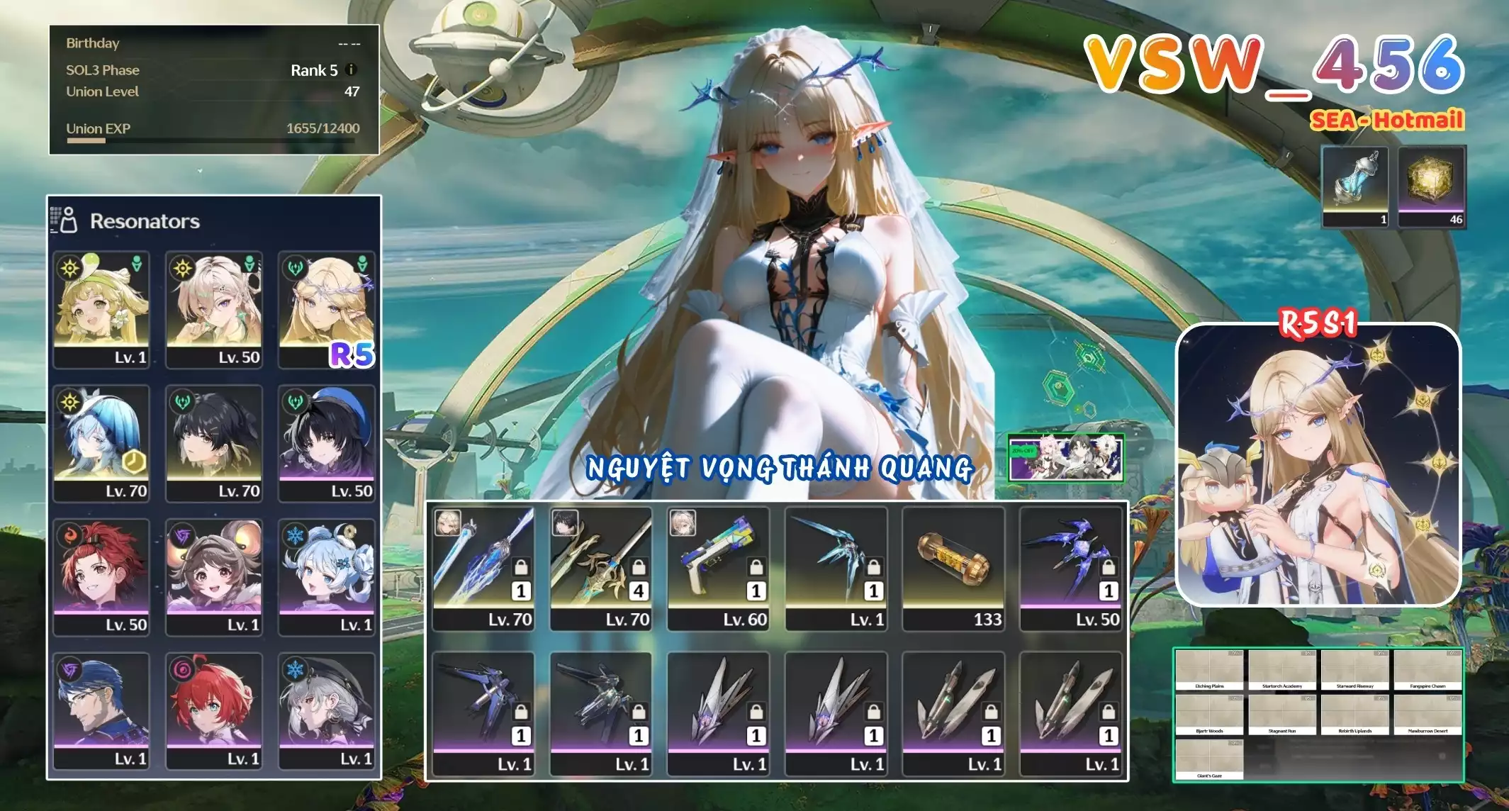 [ VSW_456 SIÊU PHẨM VỌNG NGUYỆT THÁNH QUANG / CHƯA SN! ] CARTETHYIA R5 TRẤN + LYNEA + VERINA. 46 NHỰA. ZIN BANNER 5* TÂN THỦ. CÒN NHIỀU QUEST / EVENT!