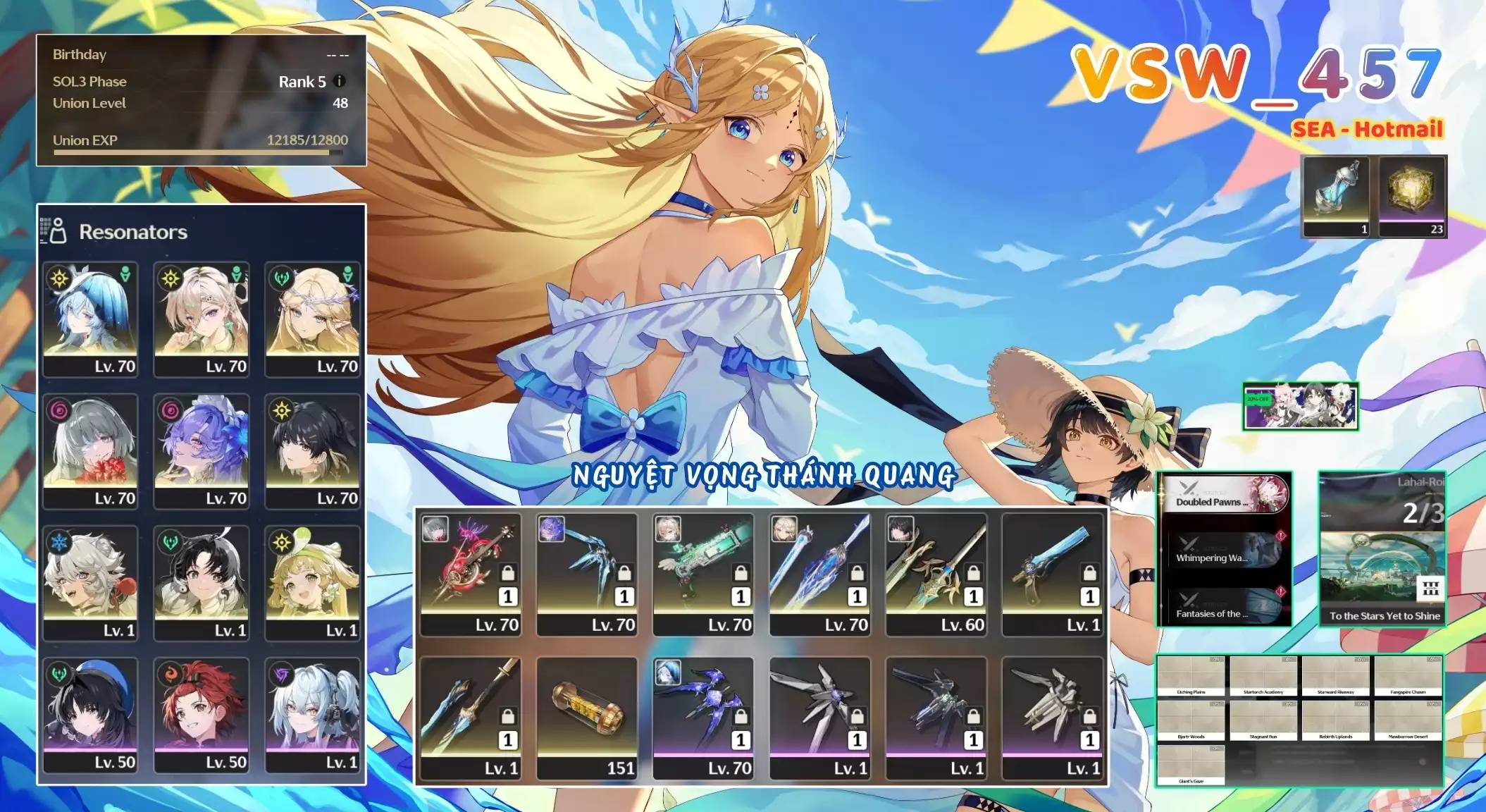 [ VSW_458 SIÊU PHẨM VỌNG NGUYỆT THÁNH QUANG / CHƯA SN! ] CARTETHYIA R4 TRẤN + VERINA R1 + CALCHARO + MAIN TRẤN. 5 TRANG BANNER LIMIT. 30 NHỰA. ZIN BANNER 5* TỰ CHỌN. CÒN NHIỀU QUEST / EVENT!