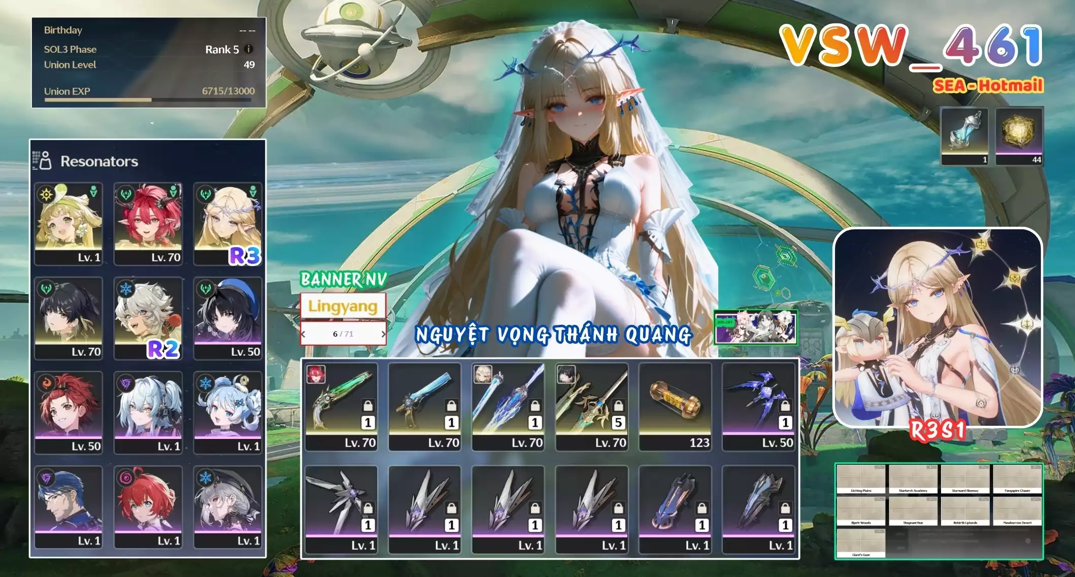 [ VSW_461 SIÊU PHẨM VỌNG NGUYỆT THÁNH QUANG / CHƯA SN! ] CARTETHYIA R3 TRẤN + CIACCONA TRẤN + VERINA + LINGYANG R2. 6 TRANG BANNER LIMIT CÓ BẢO HIỂM. 44 NHỰA. ZIN BANNER 5* TỰ CHỌN. CÒN NHIỀU QUEST / EVENT!