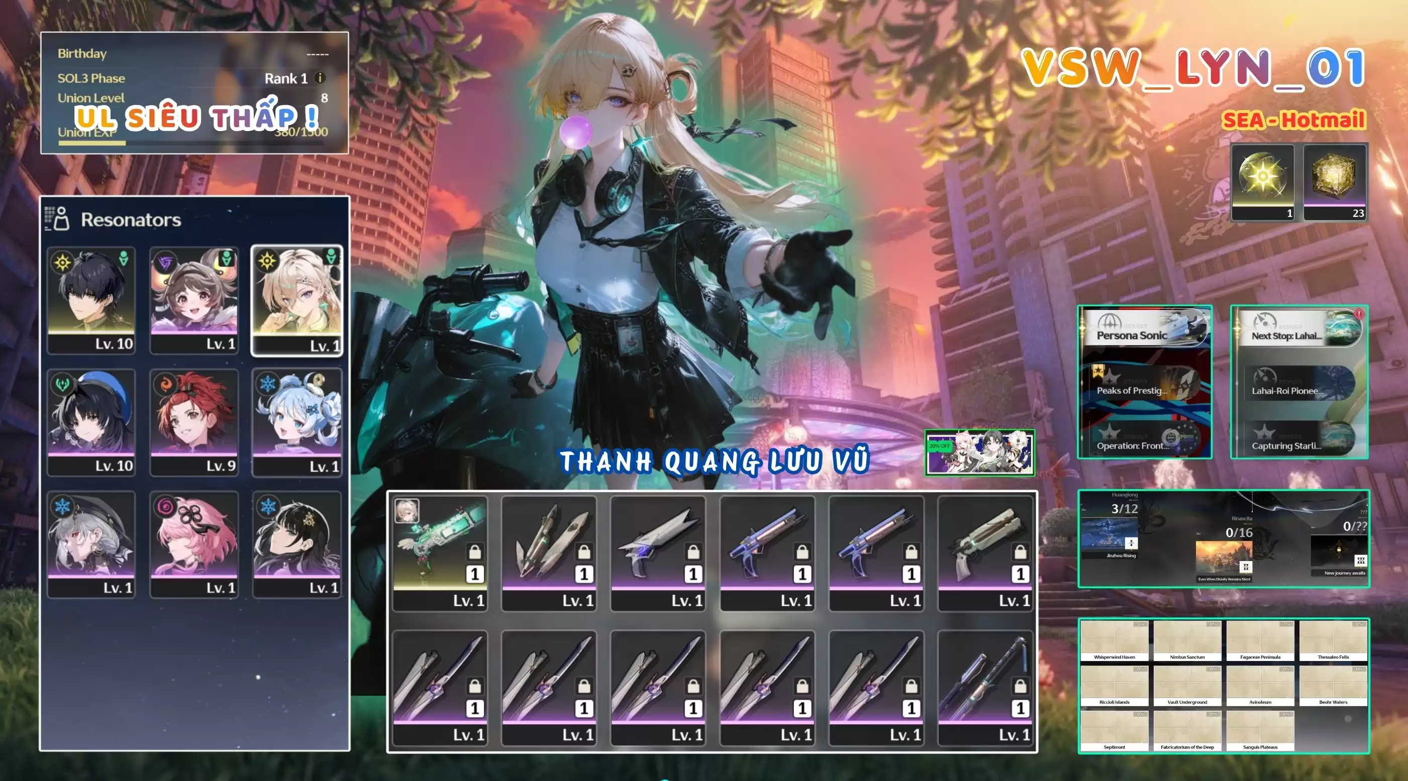 [ VSW_LYN_01 SIÊU PHẨM THANH QUANG LƯU VŨ / UL 8 SIÊU THẤP! ] LYNEA TRẤN. ZIN BANNER 5* TÂN THỦ. 2x ~ 3x NHỰA. ZIN NHIỀU QUEST / EVENT!!