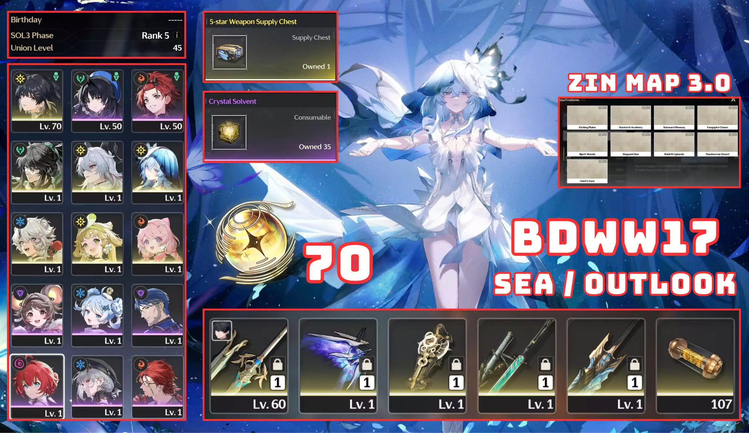 BD17 - COMBO 3 CHAR 3 TRẤN / 70 VÉ ROLL / ZIN MAP 3.0 - VÀO THƯ NHẬN QUÀ