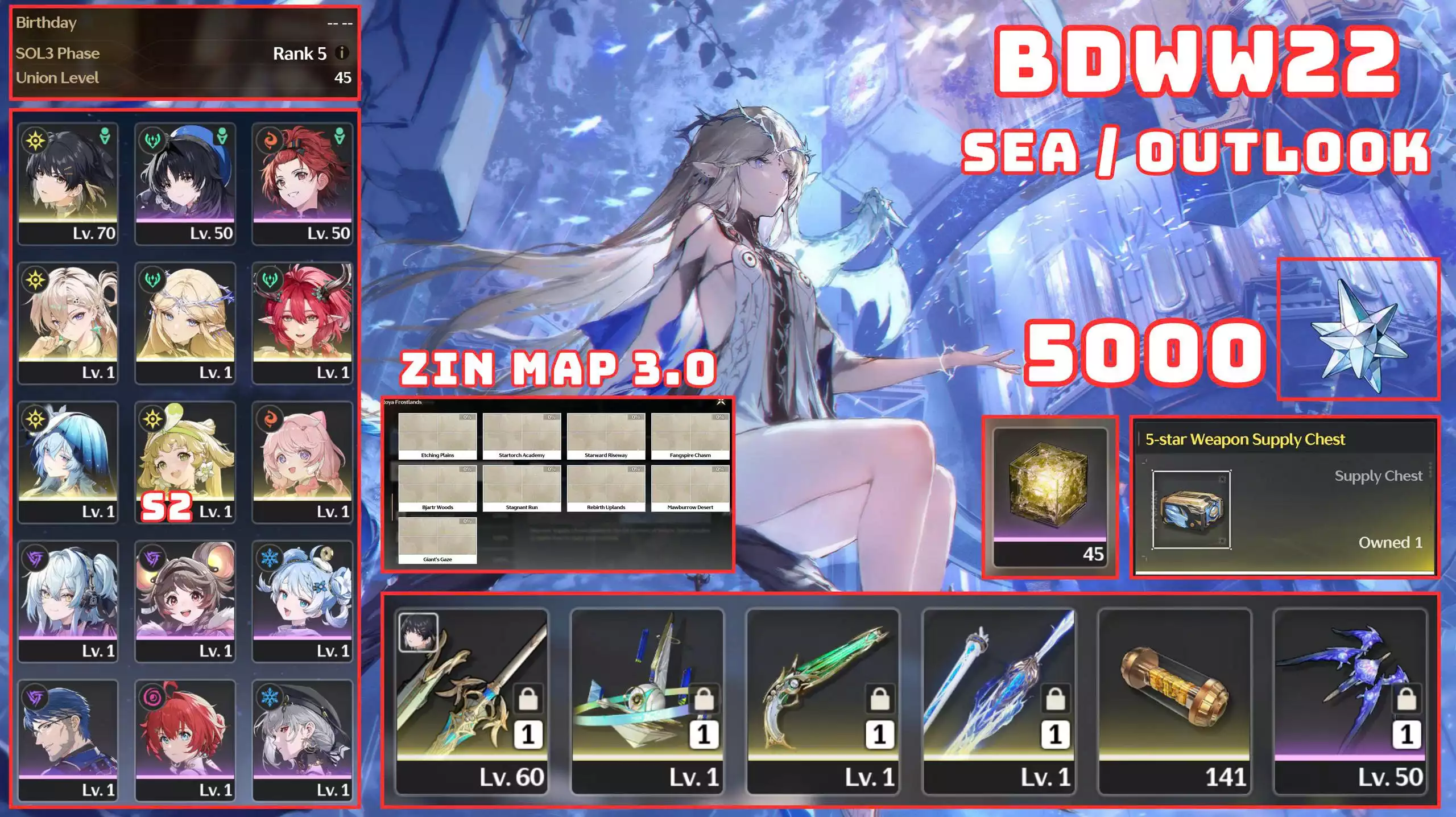 BD22 - 4 CHAR 2 TRẤN CỰC NGON / 5K ĐÁ / ZIN MAP 3.0