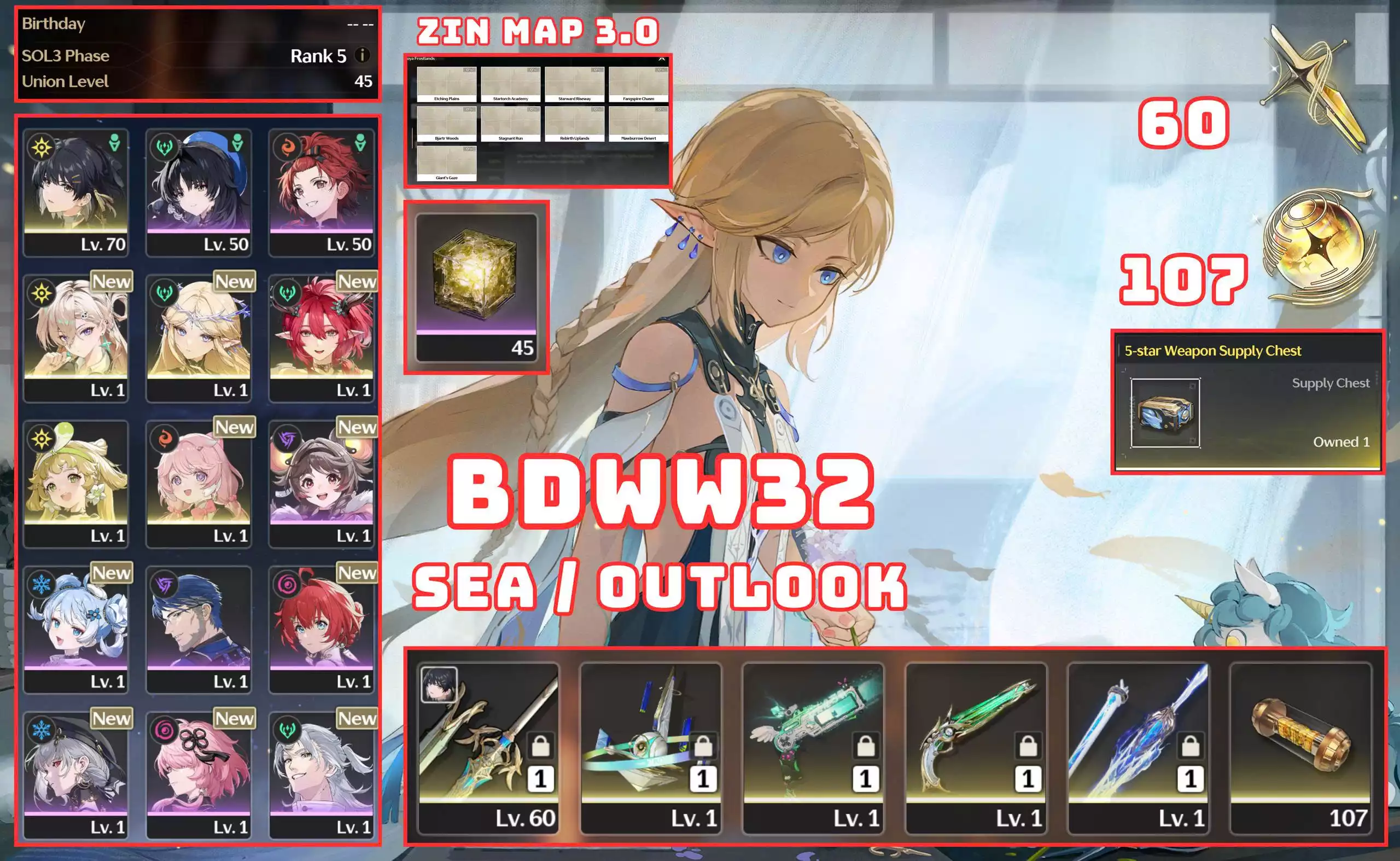 BD32 - 3 CHAR 3 TRẤN CỰC NGON / 60 VÉ CHAR - 107 VÉ TRẤN / ZIN MAP 3.0