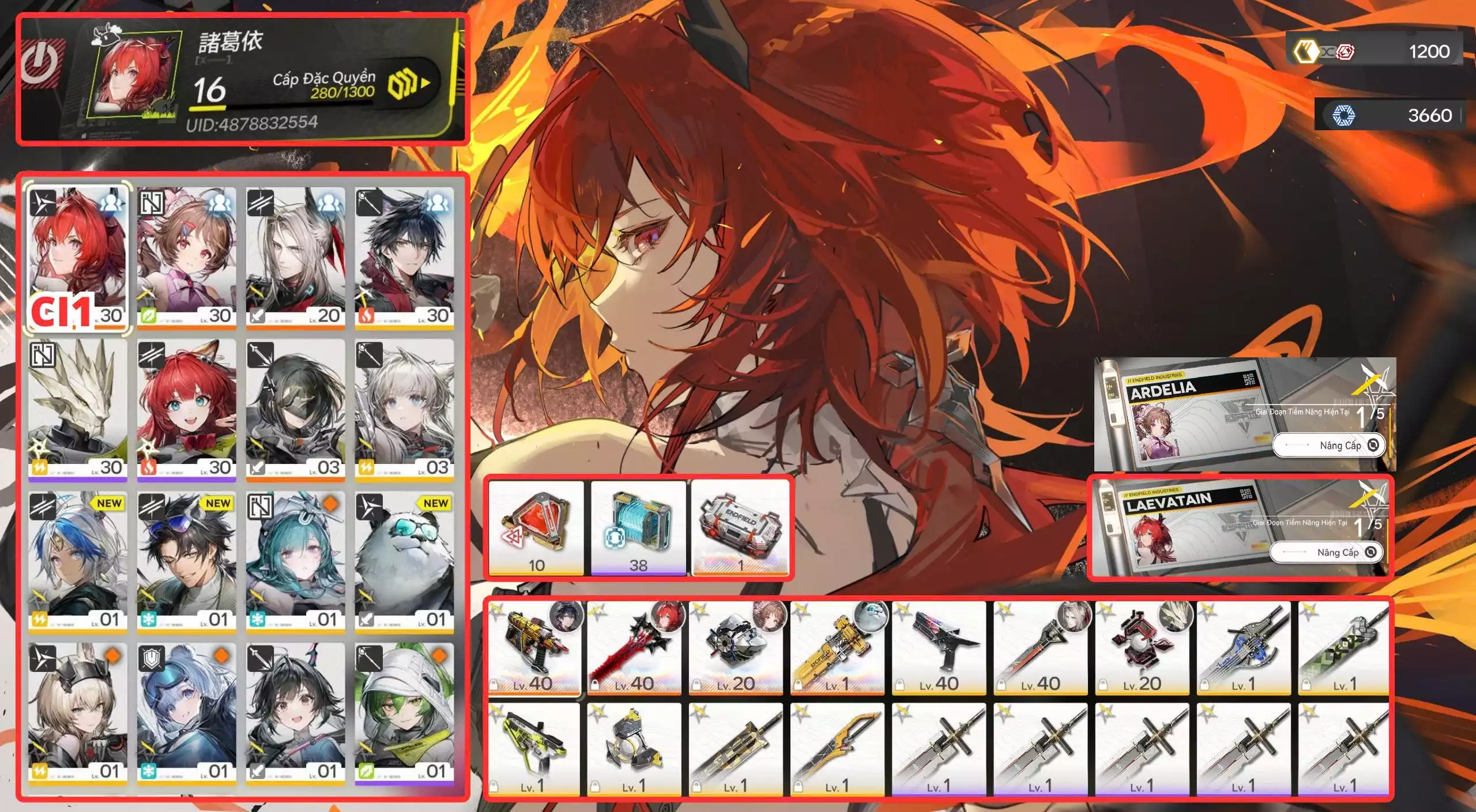 [ ACC VIP ] AK 65 LAVEATAIN CUNG MỆNH 1 TRẤn +  Pogranichnik + Ardelia Cung mệnh 1