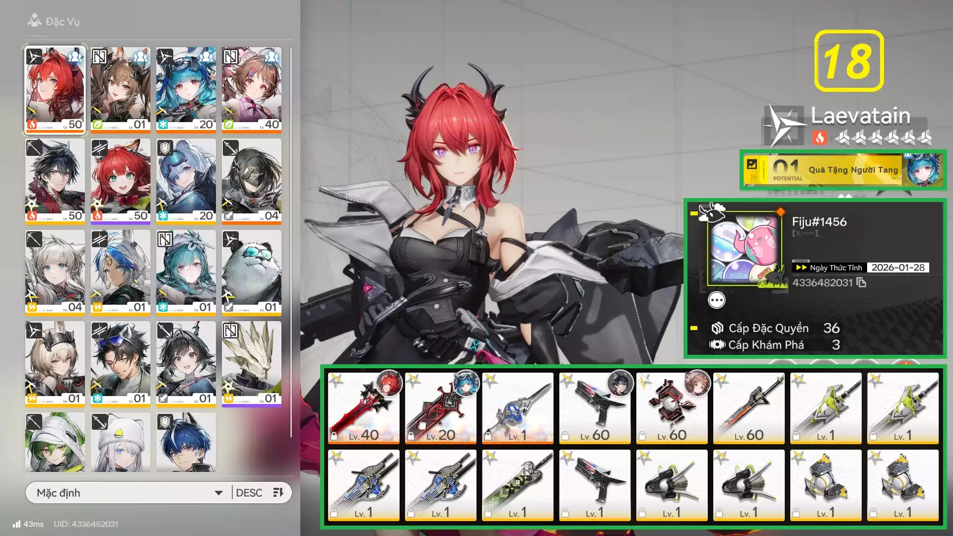 Siêu phẩm 2 Limit: Laevatain Trấn kẹp Gilberta/Last Rite Team đẹp giá rẻ cho ae trải nghiệm game