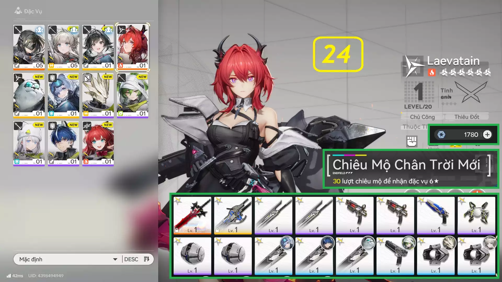 Laevatain Trấn Ar2 Full tài nguyên, còn banner TT, có nút nhảy - Team đẹp giá rẻ phù hợp trải nghiệm game từ đầu