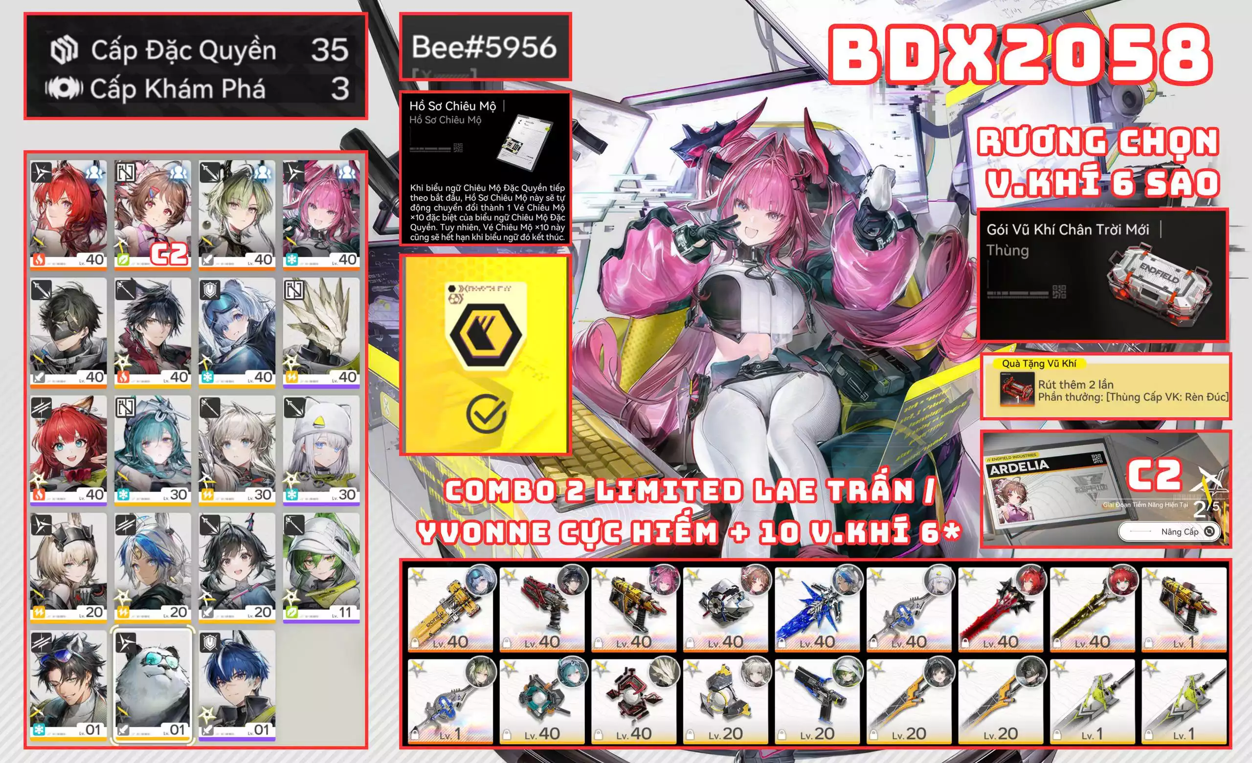 BDX2058 - HÀNG NGON 2 LIMITED / 10 VŨ KHÍ 6 SAO / BPASS PLUS / RƯƠNG VK 6* / AR ĐẸP
