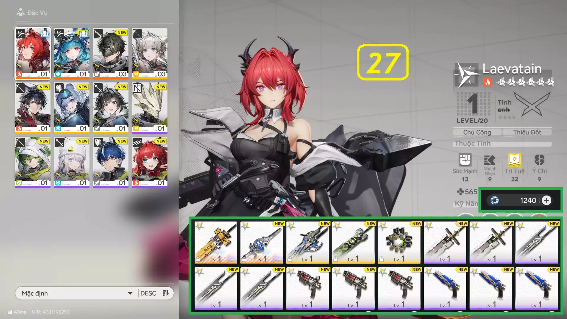 Laevatain Ar2 kẹp Last Rite Full tài nguyên, có nút nhảy - Team đẹp giá rẻ phù hợp trải nghiệm game từ đầu