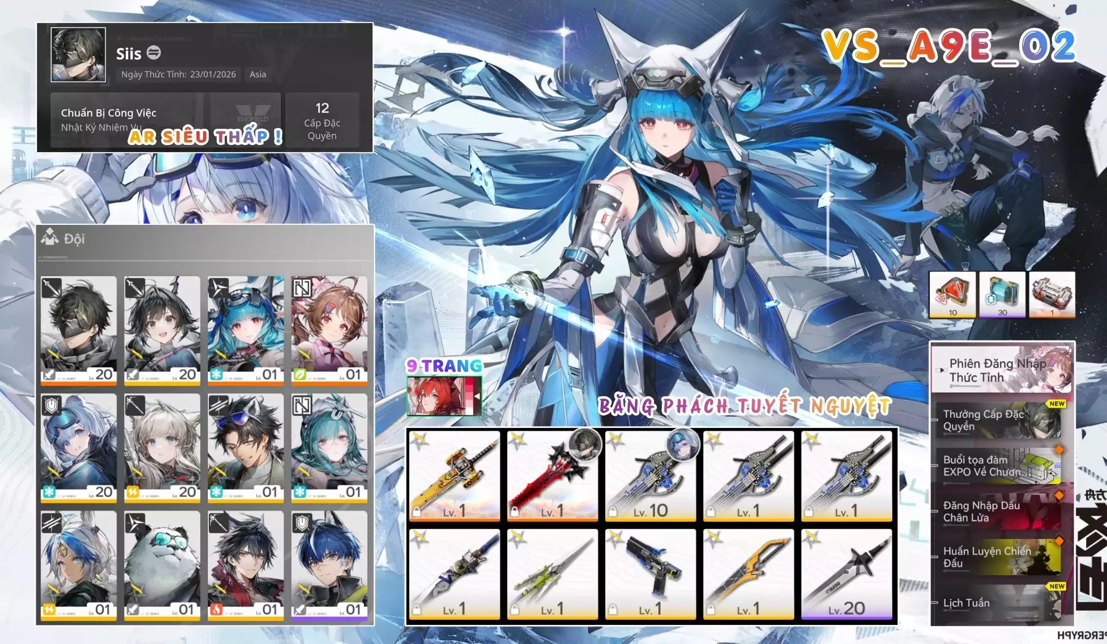 [ VS_A9E_02 BĂNG PHÁCH TUYẾT NGUYỆT / AR12 SIÊU THẤP! ] LAST RITE + ARDELIA -{ ĐÃ CÓ TRẤN LAEVATAIN }- 9 TRANG BANNER LIMIT. CÒN NHIỀU QUEST / EVENT!