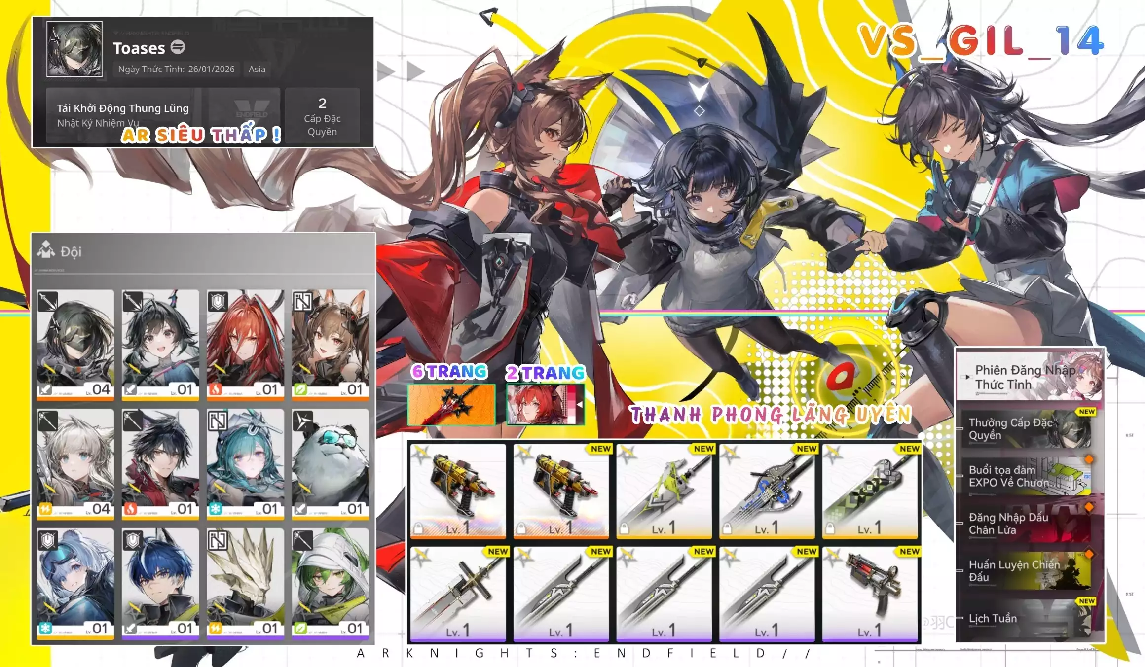 [ VS_GIL_14 THANH PHONG LÃNG UYÊN / AR2 SIÊU THẤP! ] GILBERTA + EMBER. 6 TRANG BANNER TRẤN. CÒN NHIỀU QUEST / EVENT!