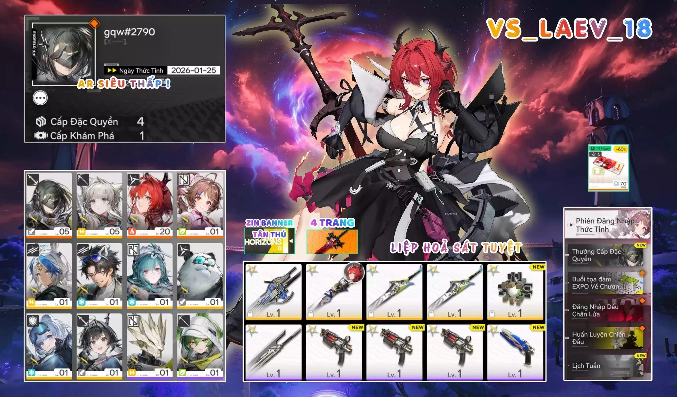 [ VS_LAEV_18 LIỆP HOẢ SÁT TUYỆT / AR4 SIÊU THẤP! ] LAEVATAIN + ARDELIA. 4 TRANG BANNER TRẤN. CÒN NHIỀU QUEST / EVENT!