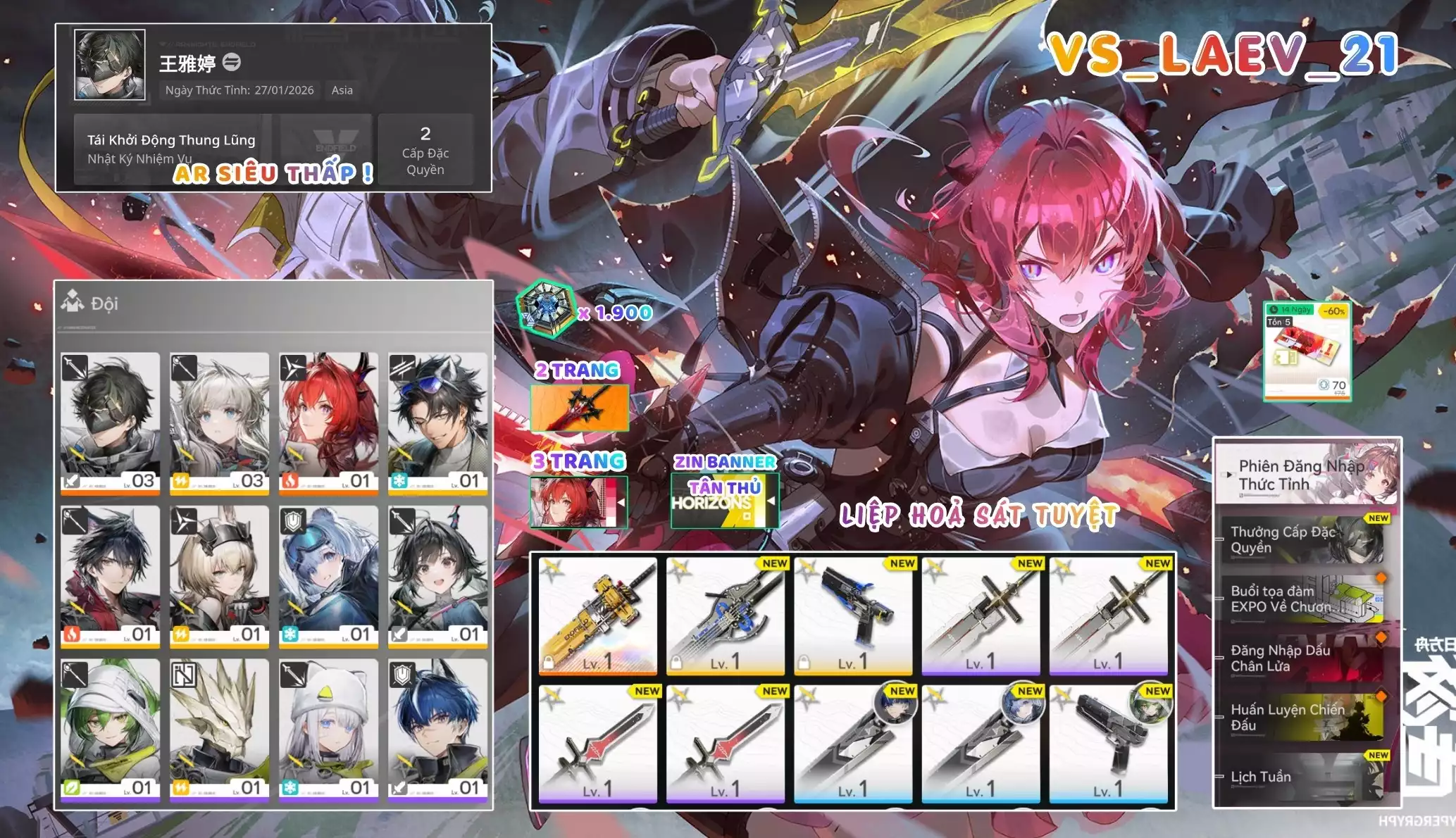 [ VS_LAEV_21 LIỆP HOẢ SÁT TUYỆT / AR2 SIÊU THẤP! ] LAEVATAIN. 3 TRANG BANNER LIMIT. 2 TRANG BANNER TRẤN. CÒN NHIỀU QUEST / EVENT!