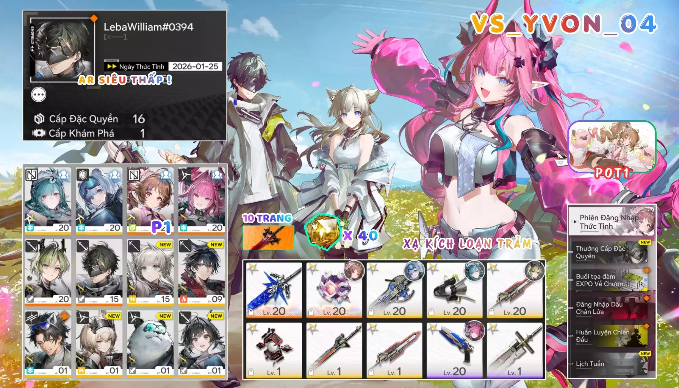 [ VS_YVON_04 XẠ KÍCH LOẠN TRẢM / AR16 SIÊU THẤP! ] YVONNE + ARDELIA P1 TRẤN + LIFENG -{ 40 ĐÁ PO }- 10 TRANG BANNER TRẤN. CÒN NHIỀU QUEST / EVENT!