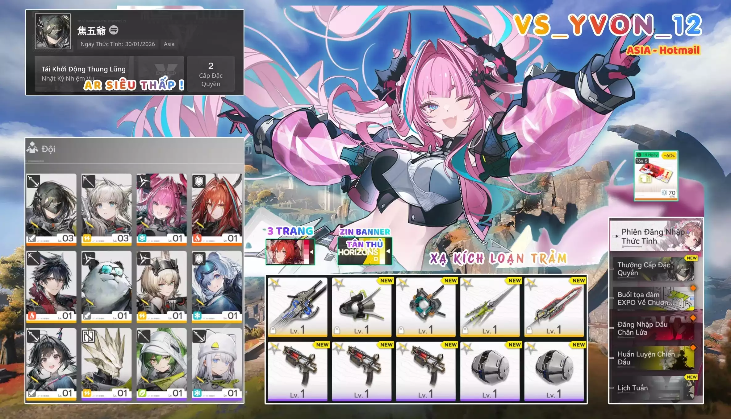 [ VS_YVON_12 XẠ KÍCH LOẠN TRẢM / AR2 SIÊU THẤP! ] YVONNE + EMBER. ZIN BANNER TÂN THỦ. 3 TRANG BANNER LIMIT. CÒN NHIỀU QUEST / EVENT!