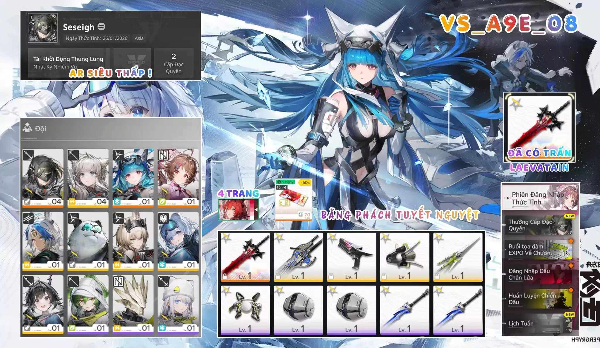 [ VS_A9E_08  BĂNG PHÁCH TUYẾT NGUYỆT / AR2 SIÊU THẤP! ] LAST RITE + ARDELIA + -{ ĐÃ CÓ TRẤN LAEVATAIN }- 4 TRANG BANNER LIMIT. CÒN NHIỀU QUEST / EVENT!