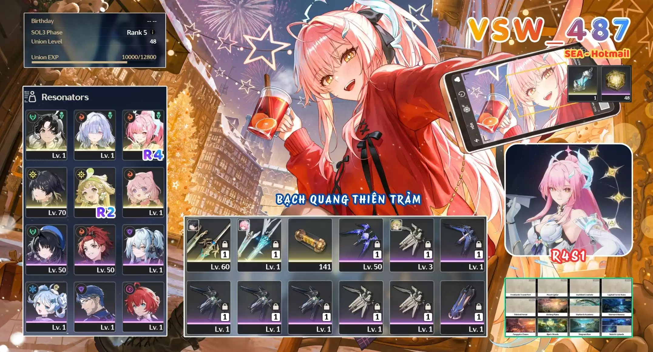 [ VSW_487 SIÊU PHẨM BẠCH QUANG THIÊN TRẢM / CHƯA SN! ] AEMEATH R4 TRẤN + MORNYE + VERINA R2 + ENCORE + JIANXIN. 48 NHỰA. ZIN NHIỀU QUEST / EVENT!!