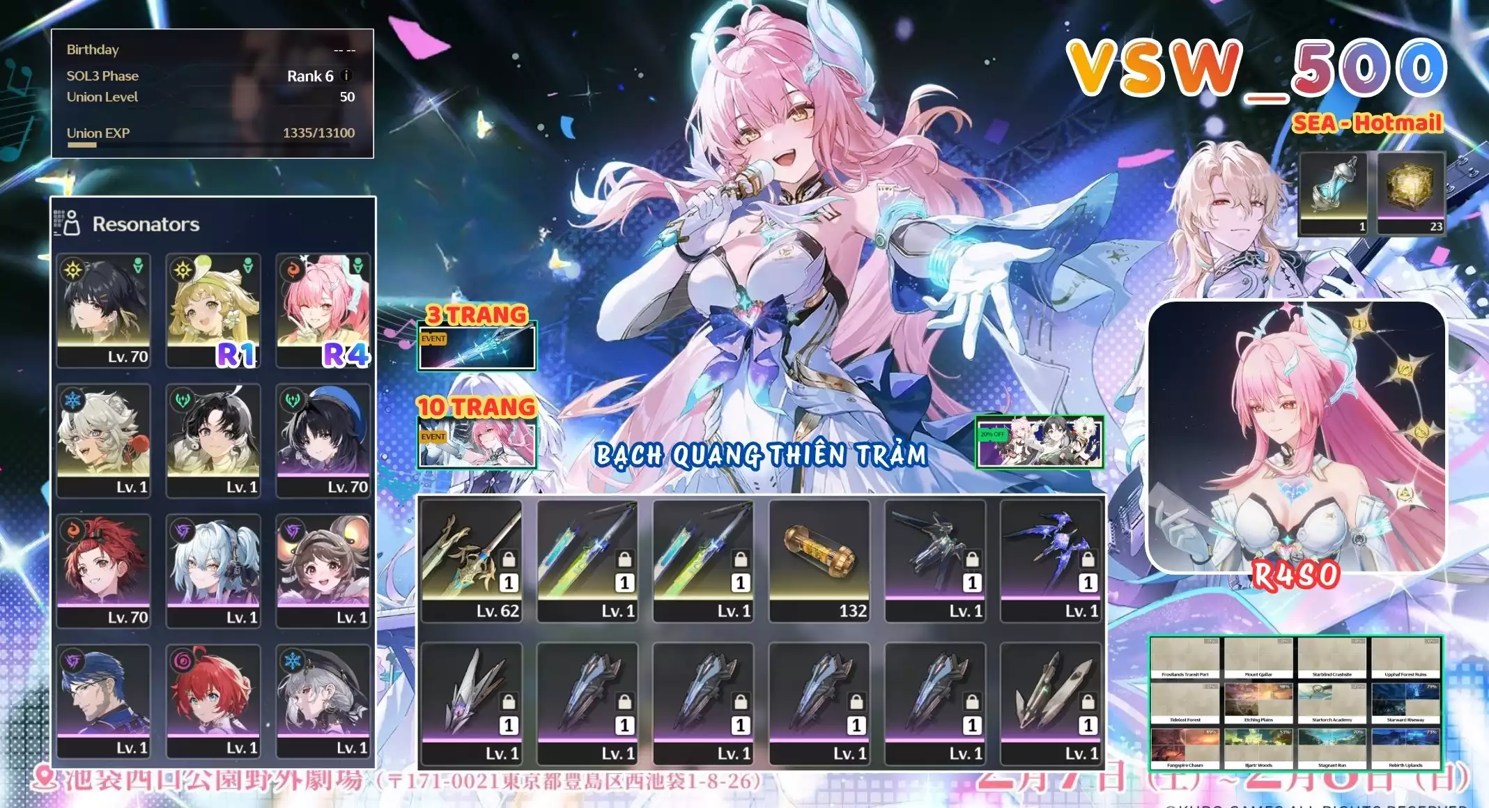 [ VSW_500 SIÊU PHẨM BẠCH QUANG THIÊN TRẢM / CHƯA SN! ] AEMEATH R4 + VERINA R1 + JIANXIN + LINGYANG. 10 TRANG BANNER LIMIT. 23 NHỰA. ZIN BANNER 5* TÂN THỦ. CÒN NHIỀU QUEST / EVENT!