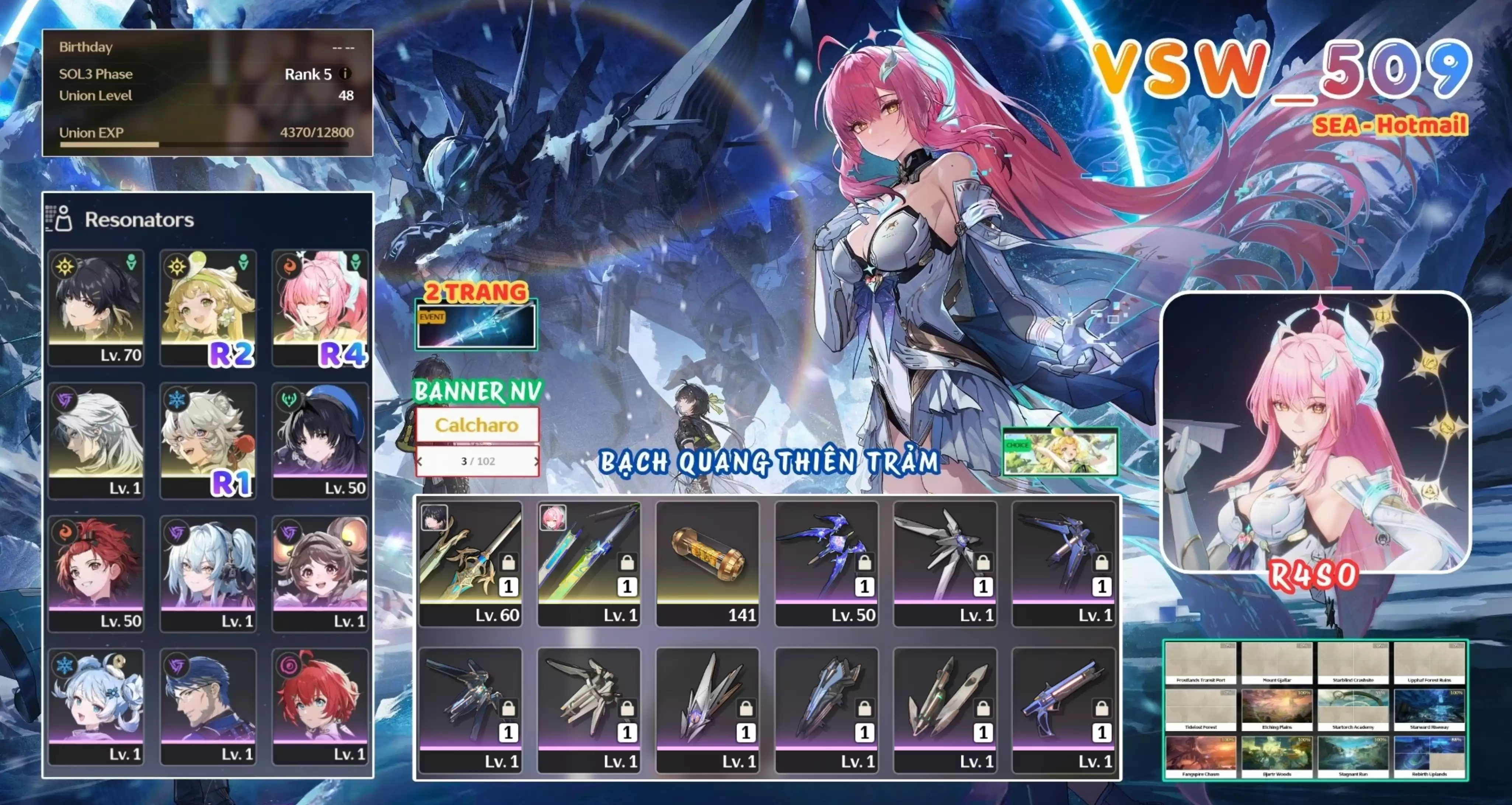 [ VSW_509 SIÊU PHẨM BẠCH QUANG THIÊN TRẢM / CHƯA SN! ] AEMEATH R4 + VERINA R2 + CALCHARO + LINGYANG R1. 3 TRANG BANNER LIMIT CÓ BẢO HIỂM. ZIN BANNER 5* TỰ CHỌN. 45 NHỰA. CÒN NHIỀU QUEST / EVENT!