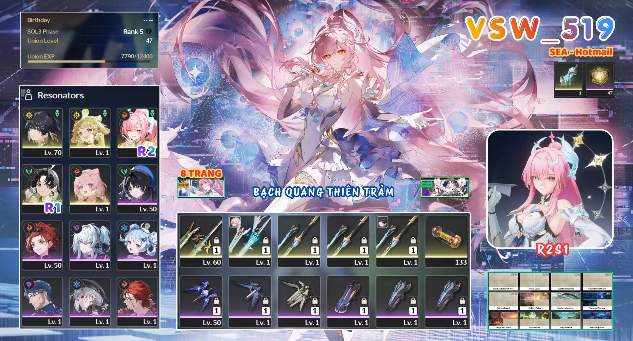 [ VSW_519 SIÊU PHẨM BẠCH QUANG THIÊN TRẢM / CHƯA SN! ] AEMEATH R2 TRẤN + VERINA + JIANXIN R1 + ENCORE + MAIN TRẤN. 8 TRANG BANNER LIMIT. 47 NHỰA. ZIN BANNER 5* TÂN THỦ. CÒN NHIỀU QUEST / EVENT!