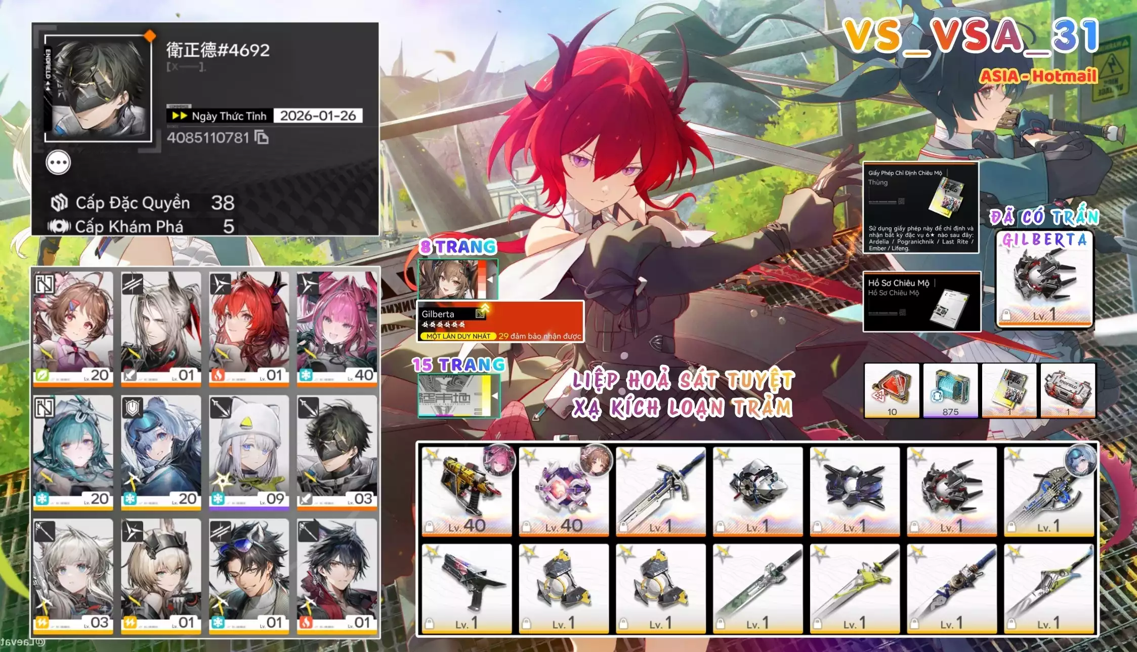 [ VS_A9E_31 LIỆP HOẢ SÁT TUYỆT / SẮP NỔ GIL ] YVONNE + LAEVATAIN + ARDELIA TRẤN + POGRA -{ ĐÃ CÓ TRẤN GILBERTA + FREE 1 CHAR 6* THƯỜNG + 10 VÉ LIMIT BANNER SAU }- 8 TRANG BANNER LIMIT. CÒN NHIỀU QUEST / EVENT!