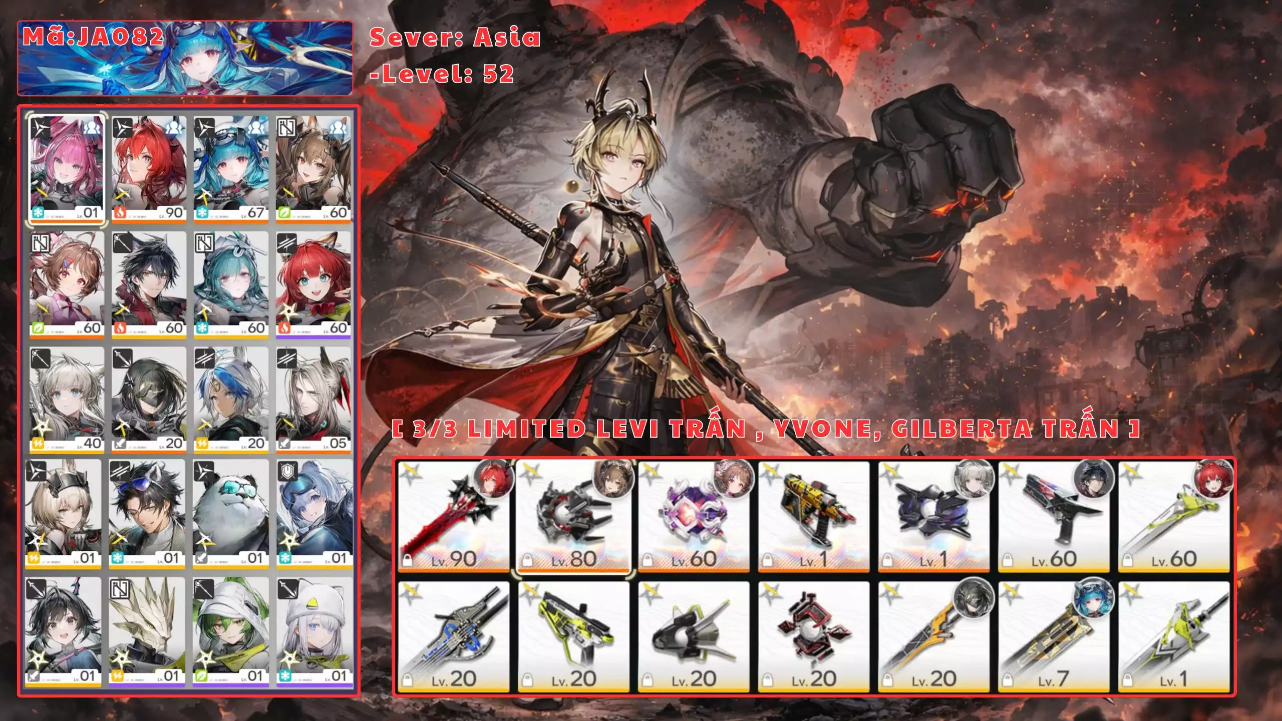 [ MÃ JA082 FULL LIMITED GIÁ RẺ ] LEVIATHAN TRẤN, YVONNE, GILBERTA TRẤN, LAST RITE, ADELIA, POG 6 VŨ KHÍ 6*