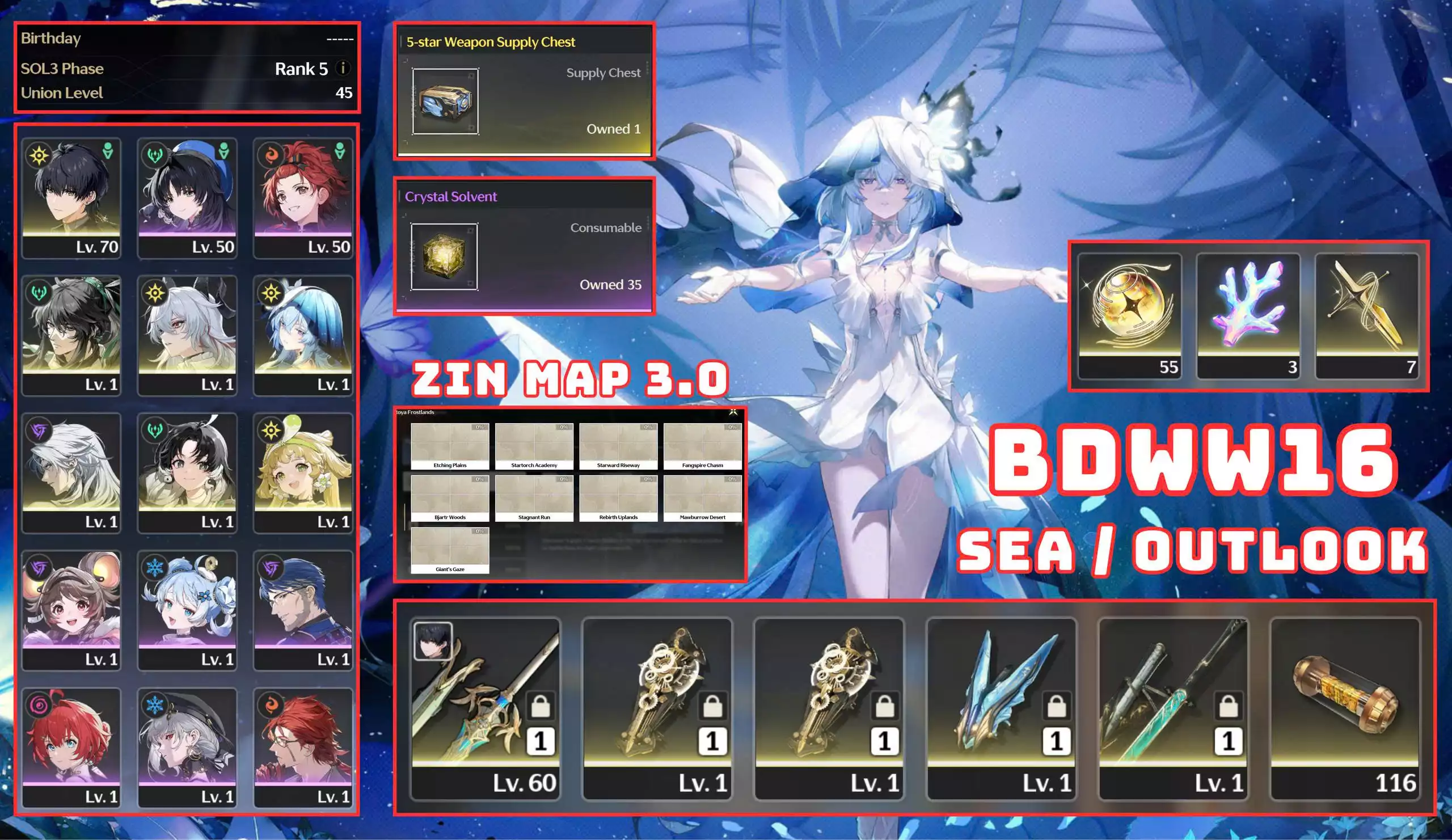 W16 - 3 CHAR / 3 TRẤN / 55 VÉ LIMITED / ZIN EVENT MAP 3.0 VÀ 3.1