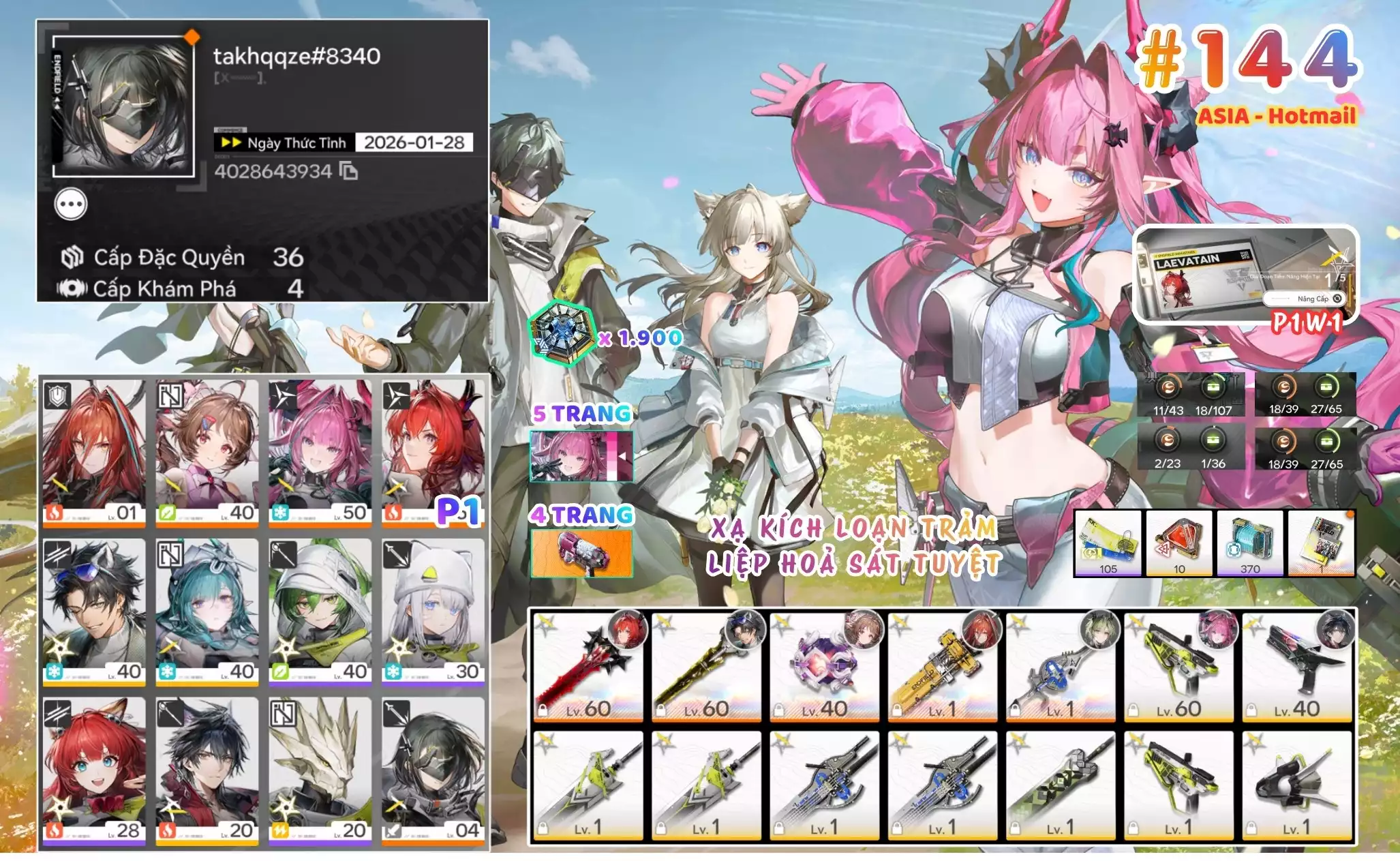 [ #144 SIÊU PHẨM XẠ KÍCH LOẠN TRẢM! ] YVONNE + LAEVATAIN P1 TRẤN + LIFENG + ARDELIA TRẤN + EMBER + MAIN TRẤN -{ 1.900 TOKEN ROLL TRẤN + BP THƯỜNG }- 5 TRANG BANNER LIMIT. 4 TRANG BANNER TRẤN YVON. CÒN NHIỀU QUEST / EVENT!