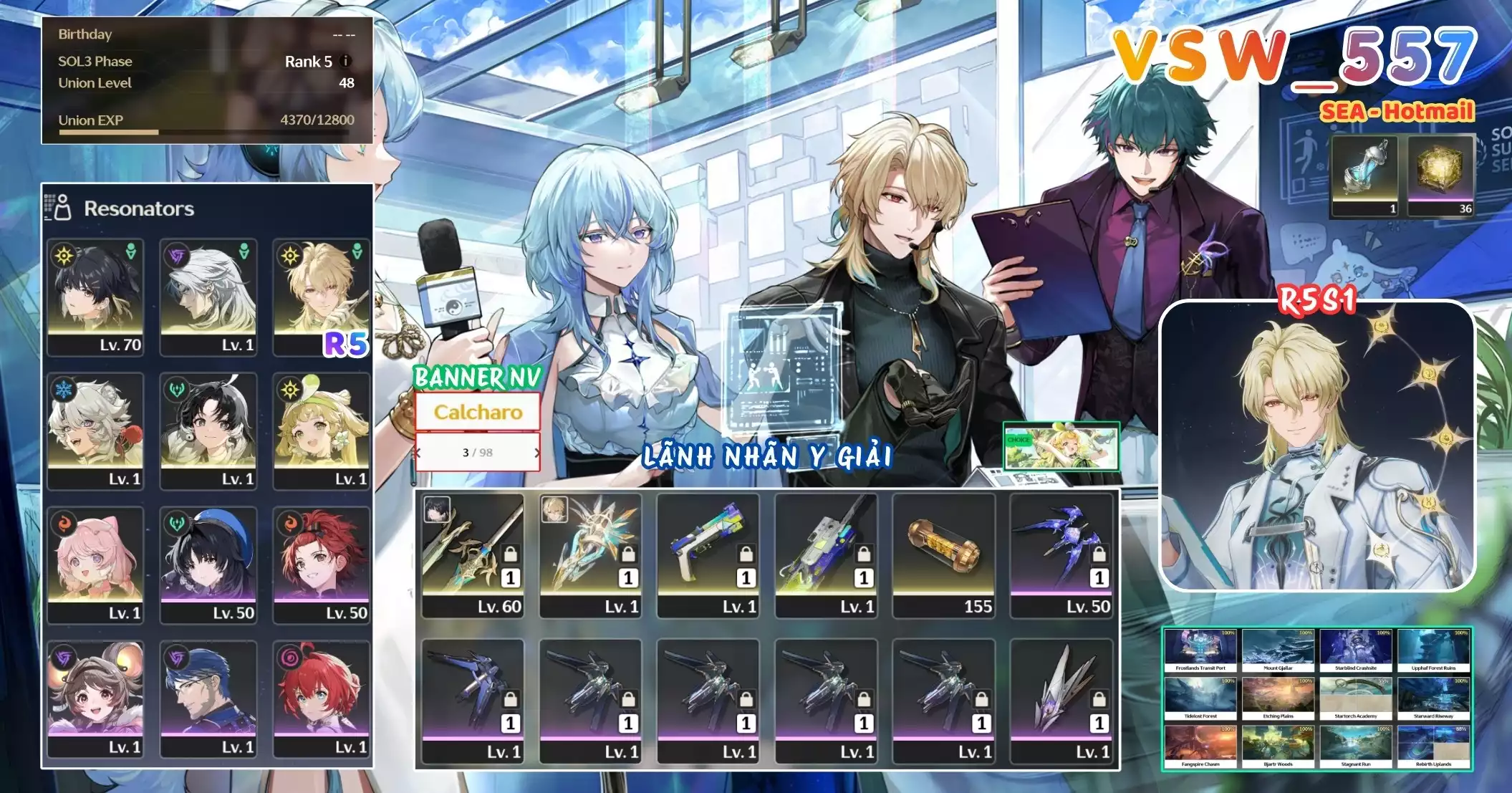 [ VSW_557 SIÊU PHẨM LÃNH NHÃN Y GIẢ / CHƯA SN! ] LUUK R5 TRẤN + VERINA + ENCORE + JIANXIN + CALCHARO + LINGYANG. 3 TRANG BANNER LIMIT CÓ BẢO HIỂM. ZIN BANNER 5* TỰ CHỌN. 36 NHỰA. CÒN NHIỀU QUEST / EVENT!