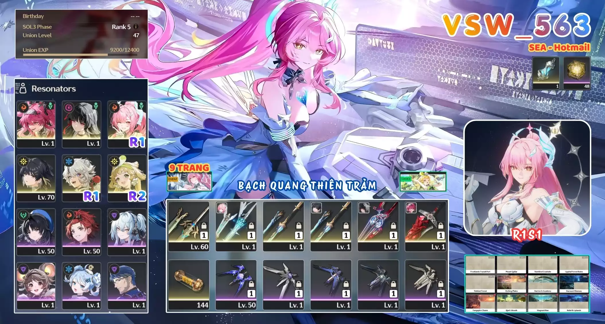 [ VSW_563 SIÊU PHẨM BẠCH QUANG THIÊN TRẢM / CHƯA SN! ] AEMEATH R1 TRẤN + CHISA TRẤN + LUPA TRẤN + VERINA R2 + LINGYANG R1 + MAIN TRẤN. 9 TRANG BANNER LIMIT. ZIN BANNER 5* TỰ CHỌN. 48 NHỰA. CÒN NHIỀU QUEST / EVENT!