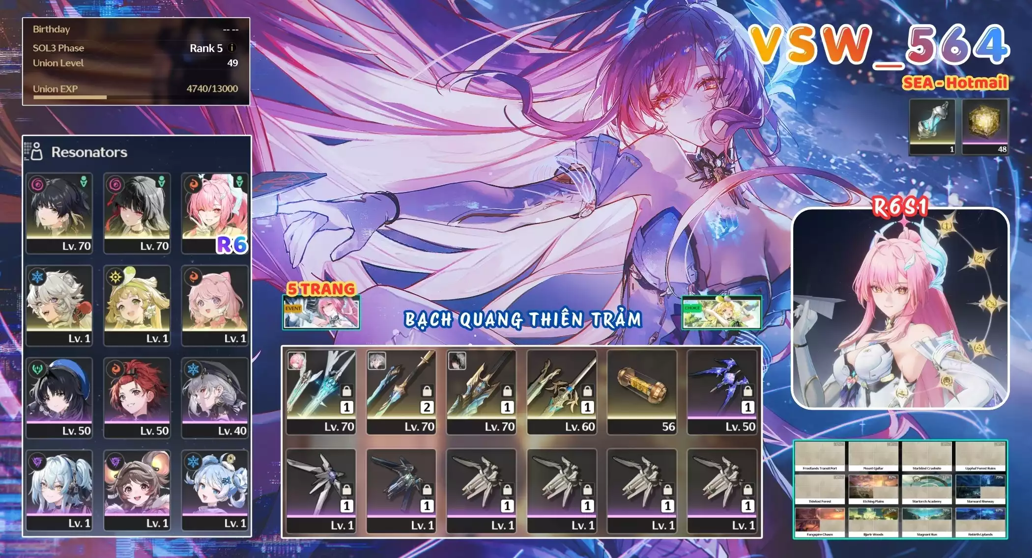 [ VSW_564 SIÊU PHẨM BẠCH QUANG THIÊN TRẢM / CHƯA SN! ] AEMEATH R6 TRẤN + CHISA + VERINA + ENCORE + LINGYANG. 5 TRANG BANNER LIMIT. ZIN BANNER 5* TỰ CHỌN. 48 NHỰA. CÒN NHIỀU QUEST / EVENT!