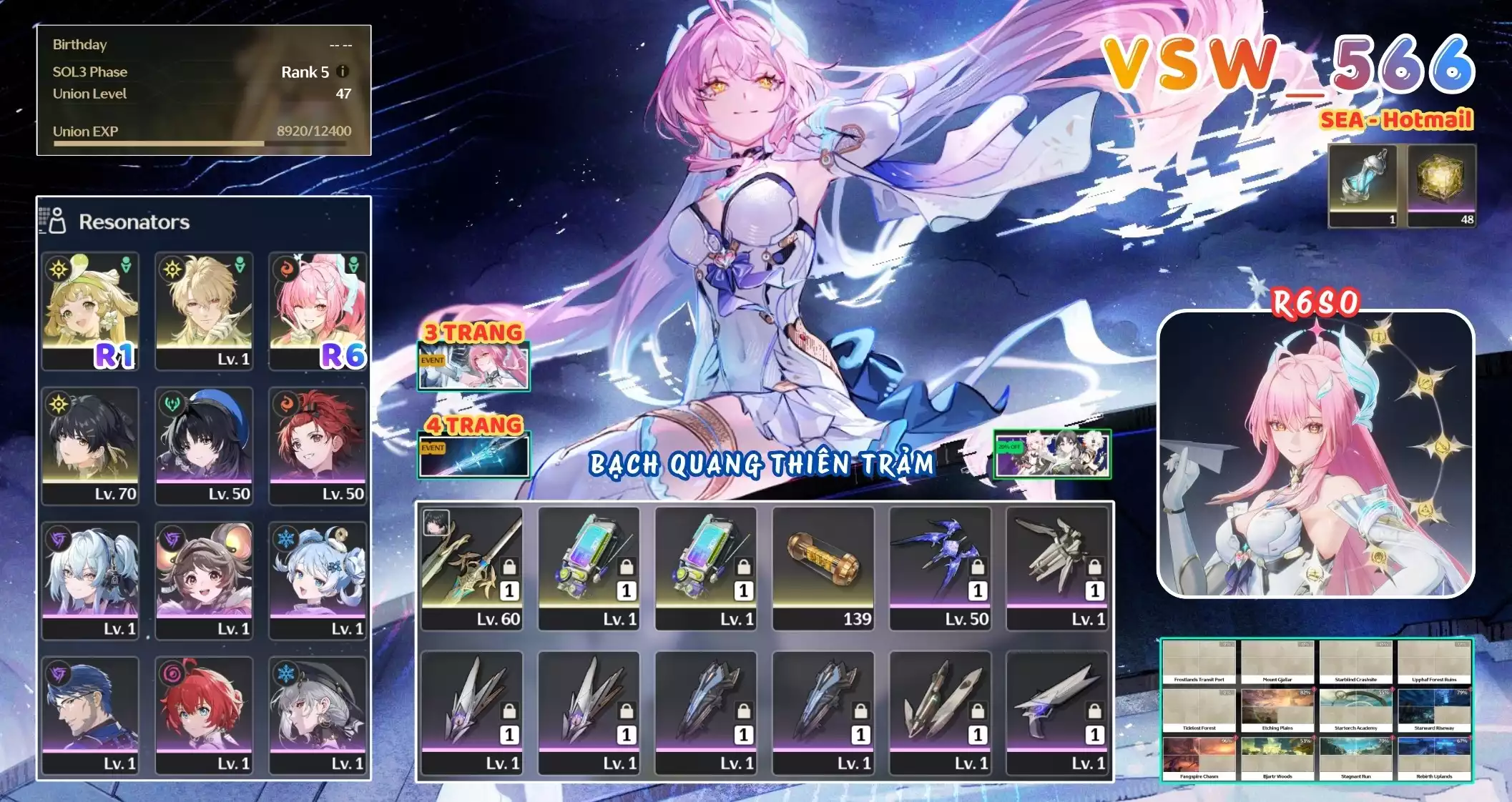 [ VSW_566 SIÊU PHẨM BẠCH QUANG THIÊN TRẢM / CHƯA SN! ] AEMEATH R6 + LUUK + VERINA R1. 3 TRANG BANNER LIMIT. 4 TRANG BANNER TRẤN. ZIN BANNER 5* TÂN THỦ. 48 NHỰA. CÒN NHIỀU QUEST / EVENT!
