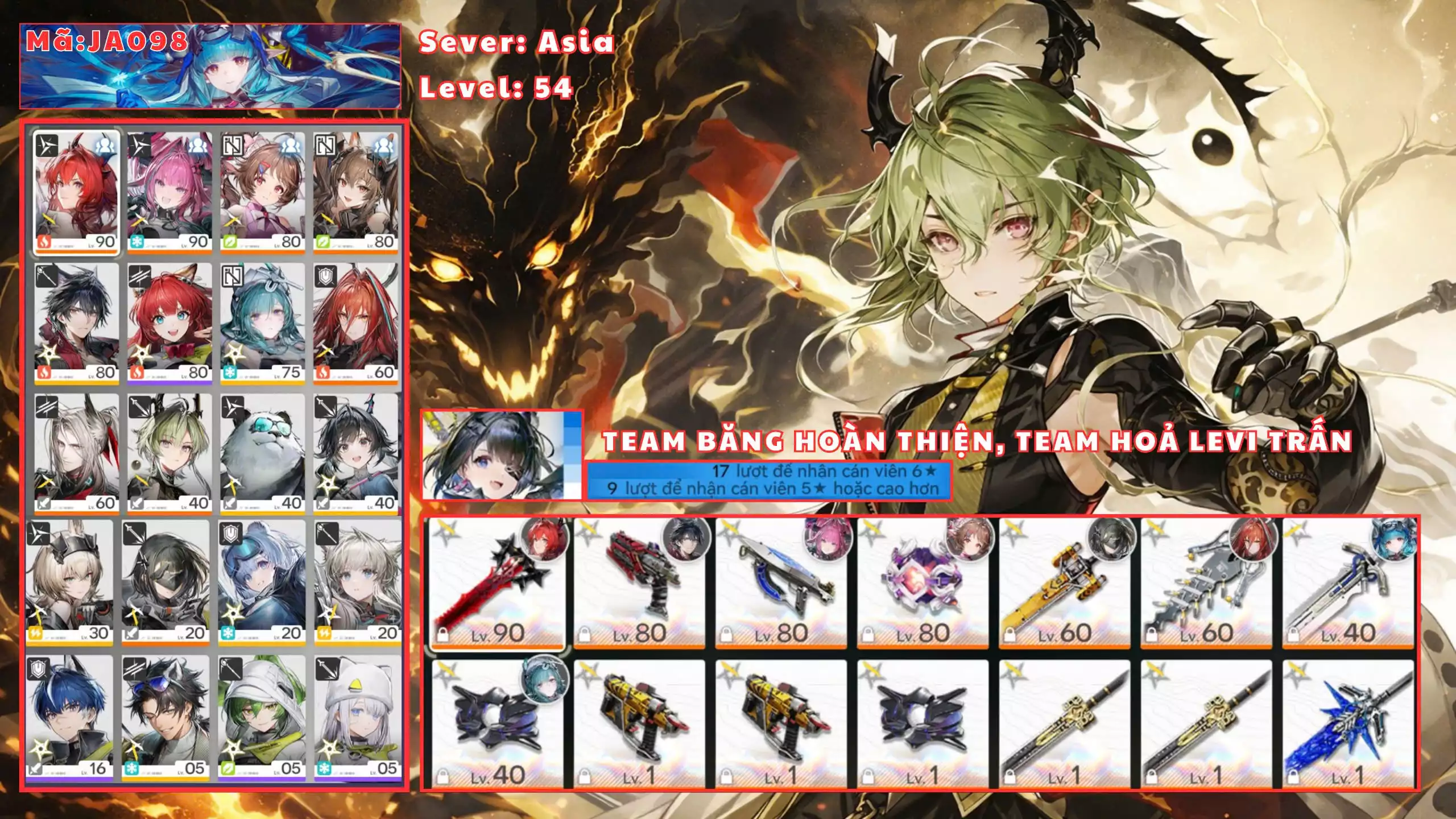 [ MÃ JA098: SIÊU VIP GẦN FULL LIMITED ] LEVIATHAN TRẤN, YVONNE, GILBERTA, EMBER, POG, LIFFENG, ADELIA