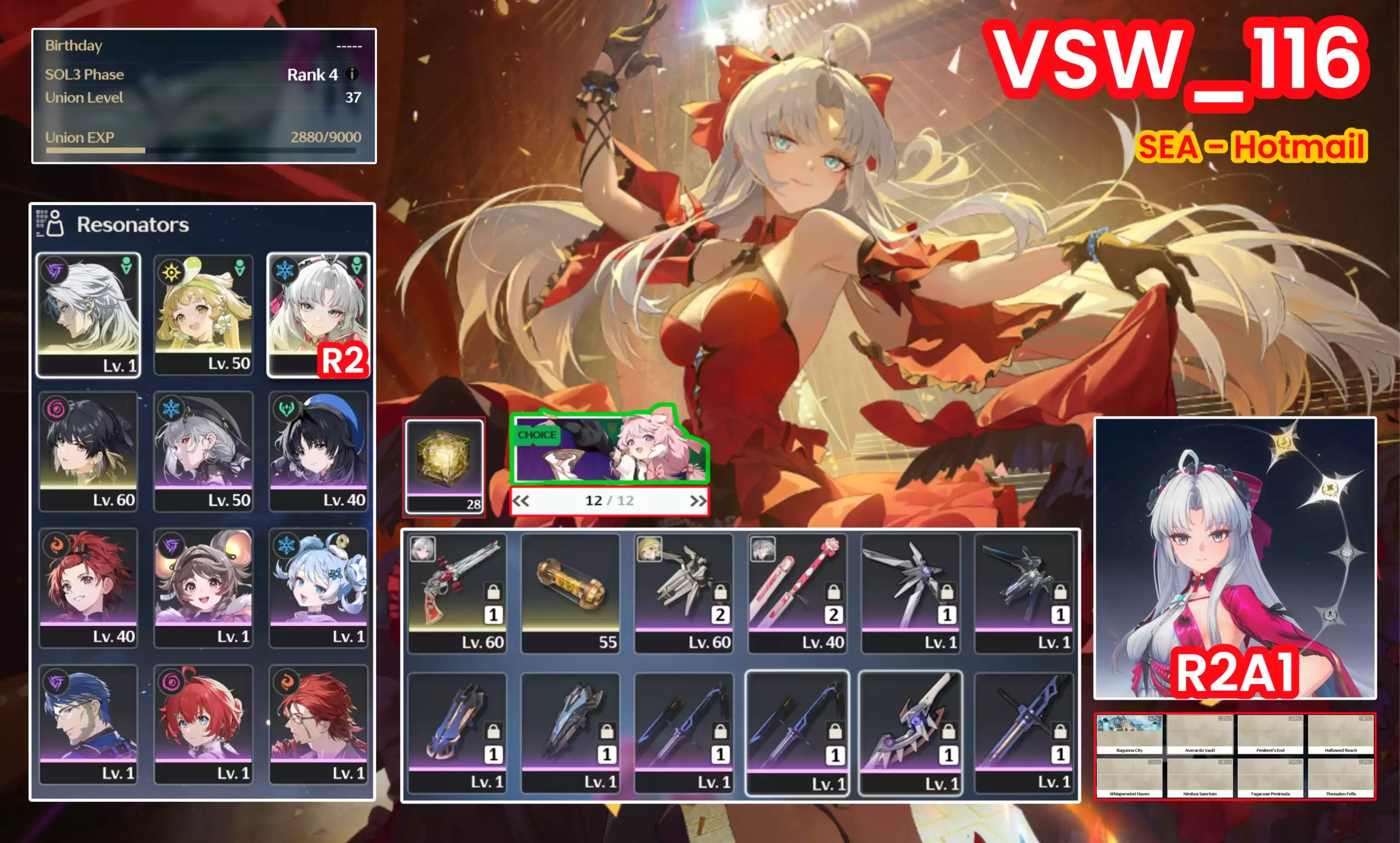 [ VSW_116 SIÊU PHẨM WAIFU ] CARLOTTA R2 TRẤN + VERINA + CALCHARO. 12 TRANG BANNER TỰ CHỌN 5*. 28 NHỰA. CỰC NHIỀU QUEST / EVENT!!