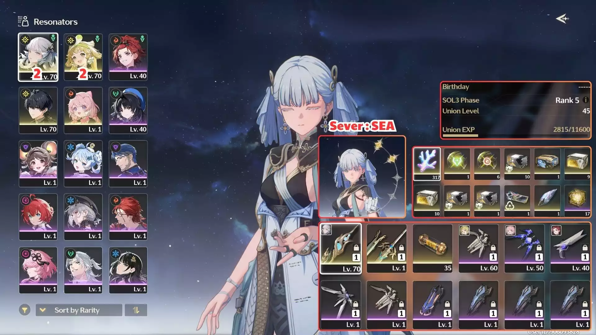 Sever SEA : Thần long Jinhsi RC2 + Trấn + 317 san hô